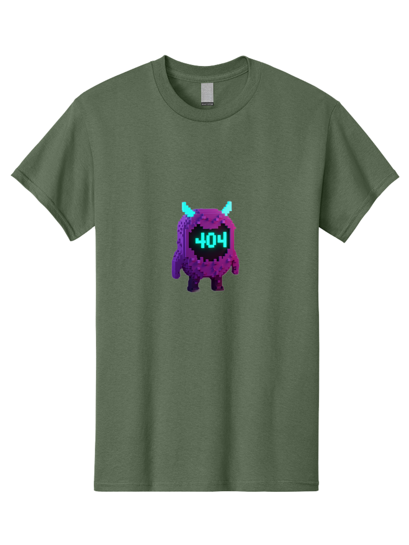404-Monster-3 Men'S Graphic Tee, 100% Cotton, Comfortable Casual Summer Wear, Machine Washable, Pixel Art Monster, 404 Error, Digital Creature, Purple Monster, Blue Horns, Error Page, Glitchy Graphics, 8-Bit Style, Retro Gaming Baa100 21