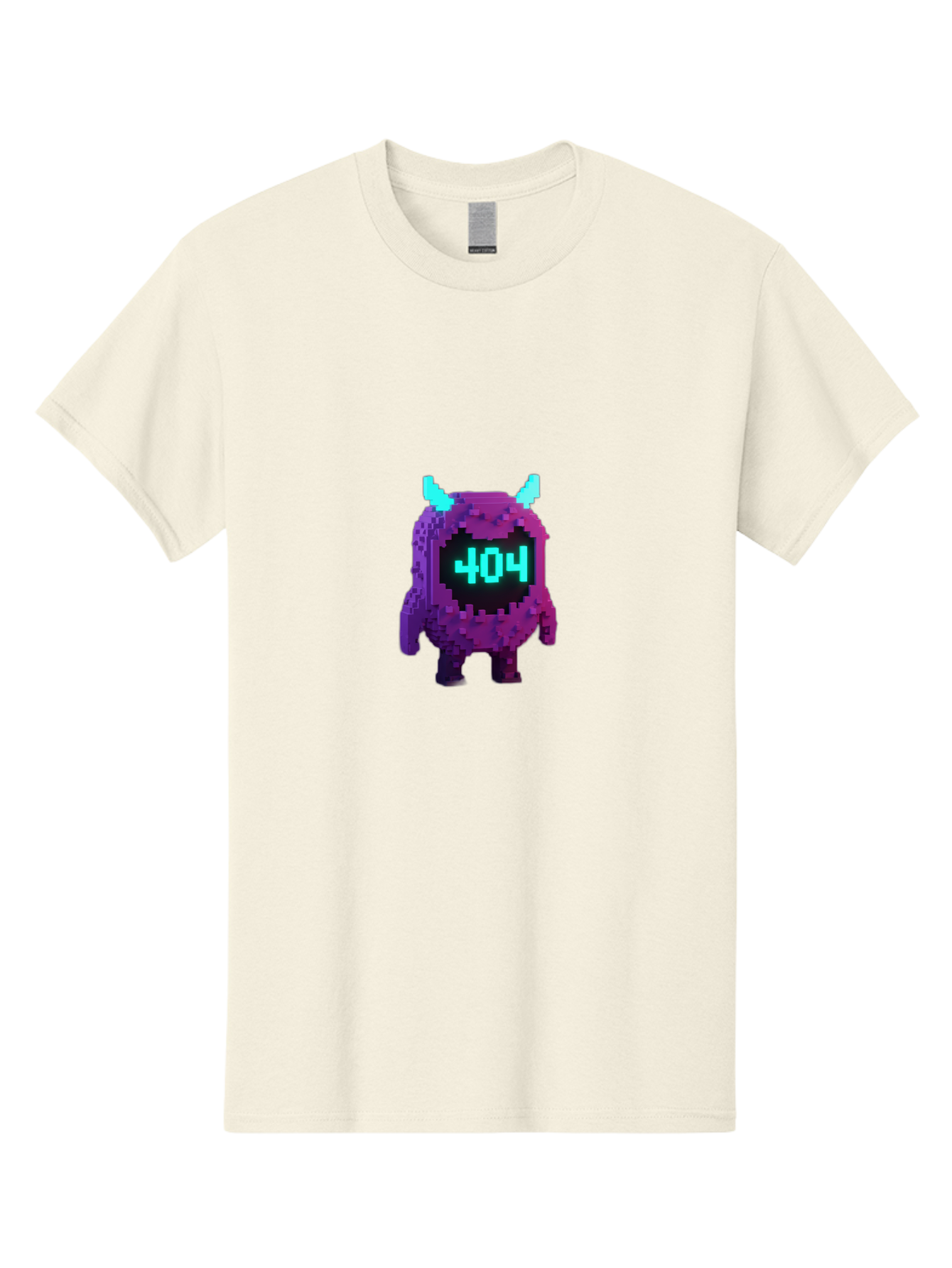 404-Monster-3 Men'S Graphic Tee, 100% Cotton, Comfortable Casual Summer Wear, Machine Washable, Pixel Art Monster, 404 Error, Digital Creature, Purple Monster, Blue Horns, Error Page, Glitchy Graphics, 8-Bit Style, Retro Gaming Baa100 9