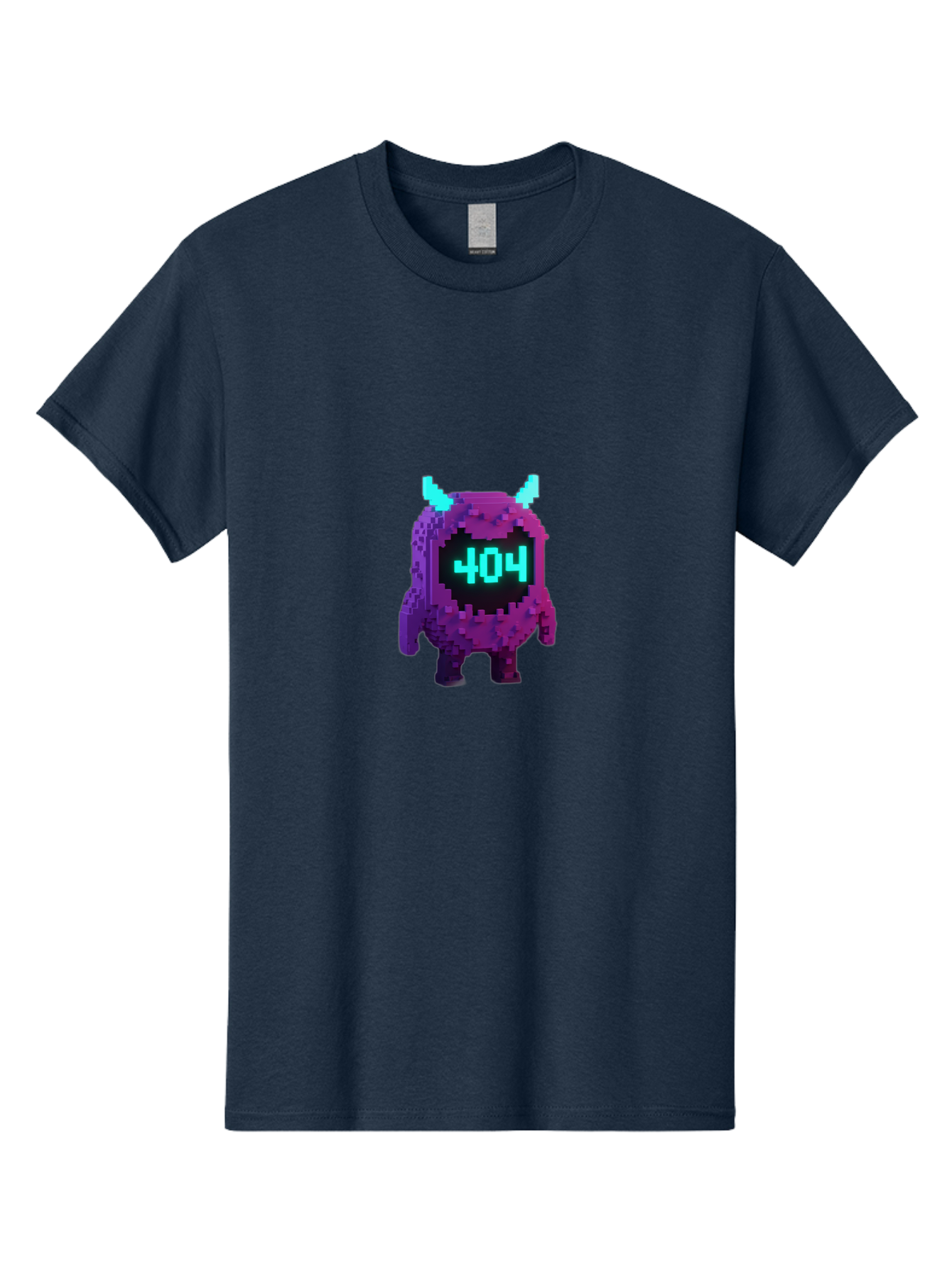 404-Monster-3 Men'S Graphic Tee, 100% Cotton, Comfortable Casual Summer Wear, Machine Washable, Pixel Art Monster, 404 Error, Digital Creature, Purple Monster, Blue Horns, Error Page, Glitchy Graphics, 8-Bit Style, Retro Gaming Baa100 7