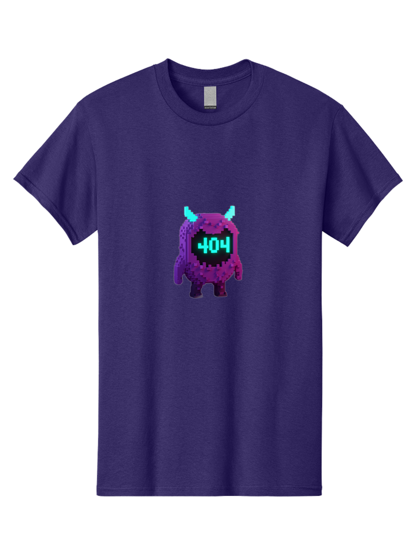 404-Monster-3 Men'S Graphic Tee, 100% Cotton, Comfortable Casual Summer Wear, Machine Washable, Pixel Art Monster, 404 Error, Digital Creature, Purple Monster, Blue Horns, Error Page, Glitchy Graphics, 8-Bit Style, Retro Gaming Baa100 17