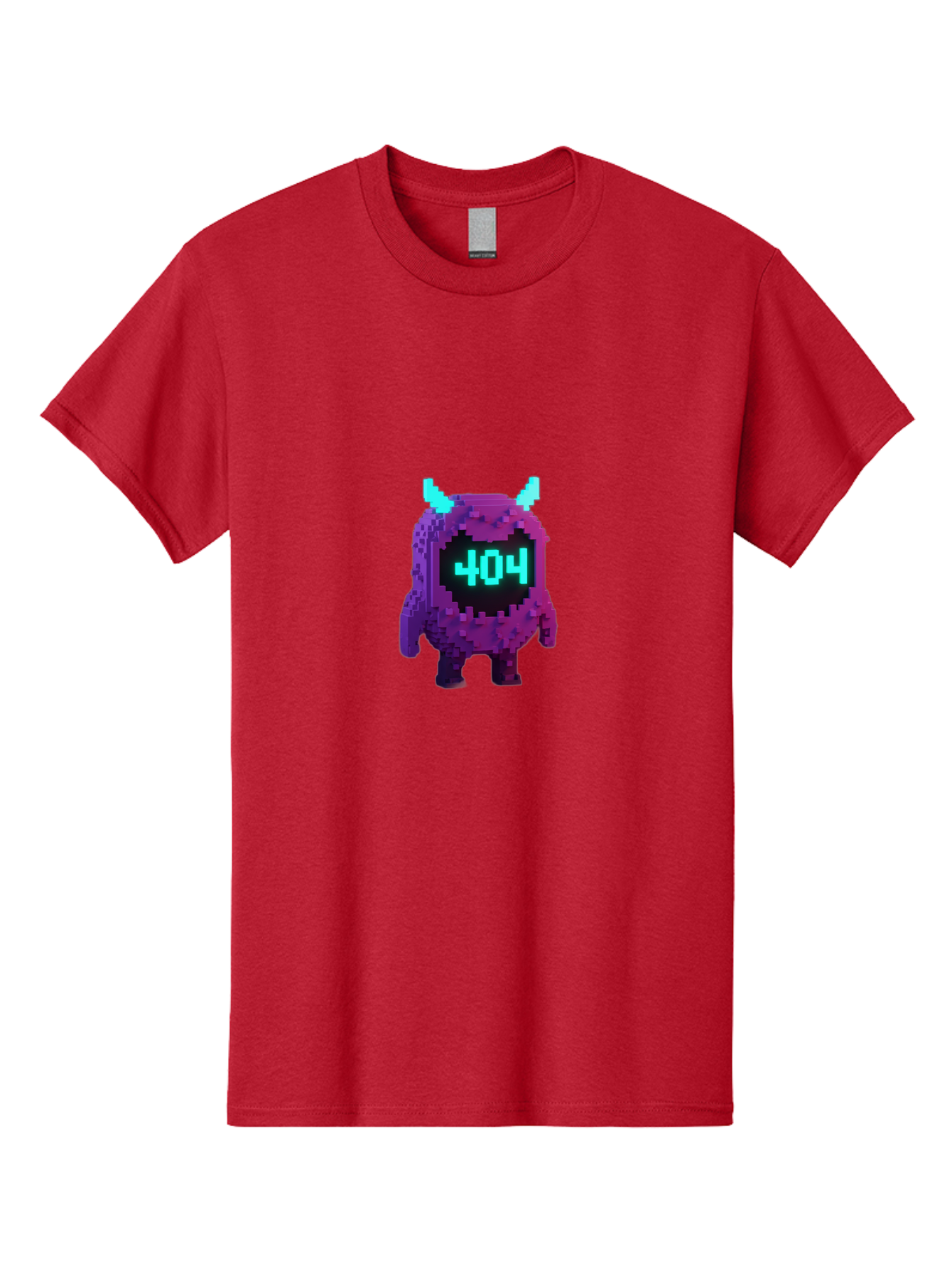 404-Monster-3 Men'S Graphic Tee, 100% Cotton, Comfortable Casual Summer Wear, Machine Washable, Pixel Art Monster, 404 Error, Digital Creature, Purple Monster, Blue Horns, Error Page, Glitchy Graphics, 8-Bit Style, Retro Gaming Baa100 23