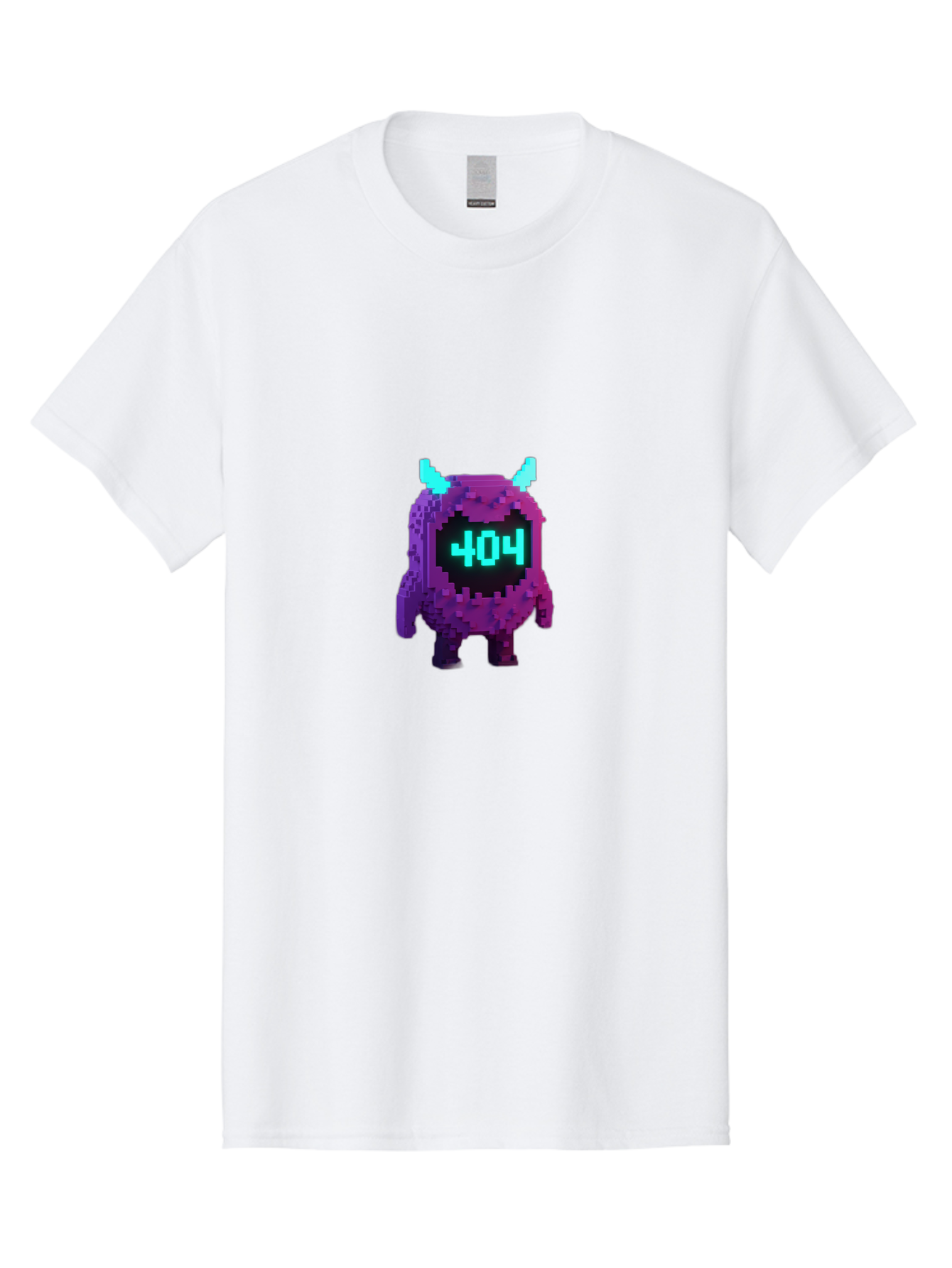 404-Monster-3 Men'S Graphic Tee, 100% Cotton, Comfortable Casual Summer Wear, Machine Washable, Pixel Art Monster, 404 Error, Digital Creature, Purple Monster, Blue Horns, Error Page, Glitchy Graphics, 8-Bit Style, Retro Gaming Baa100 25