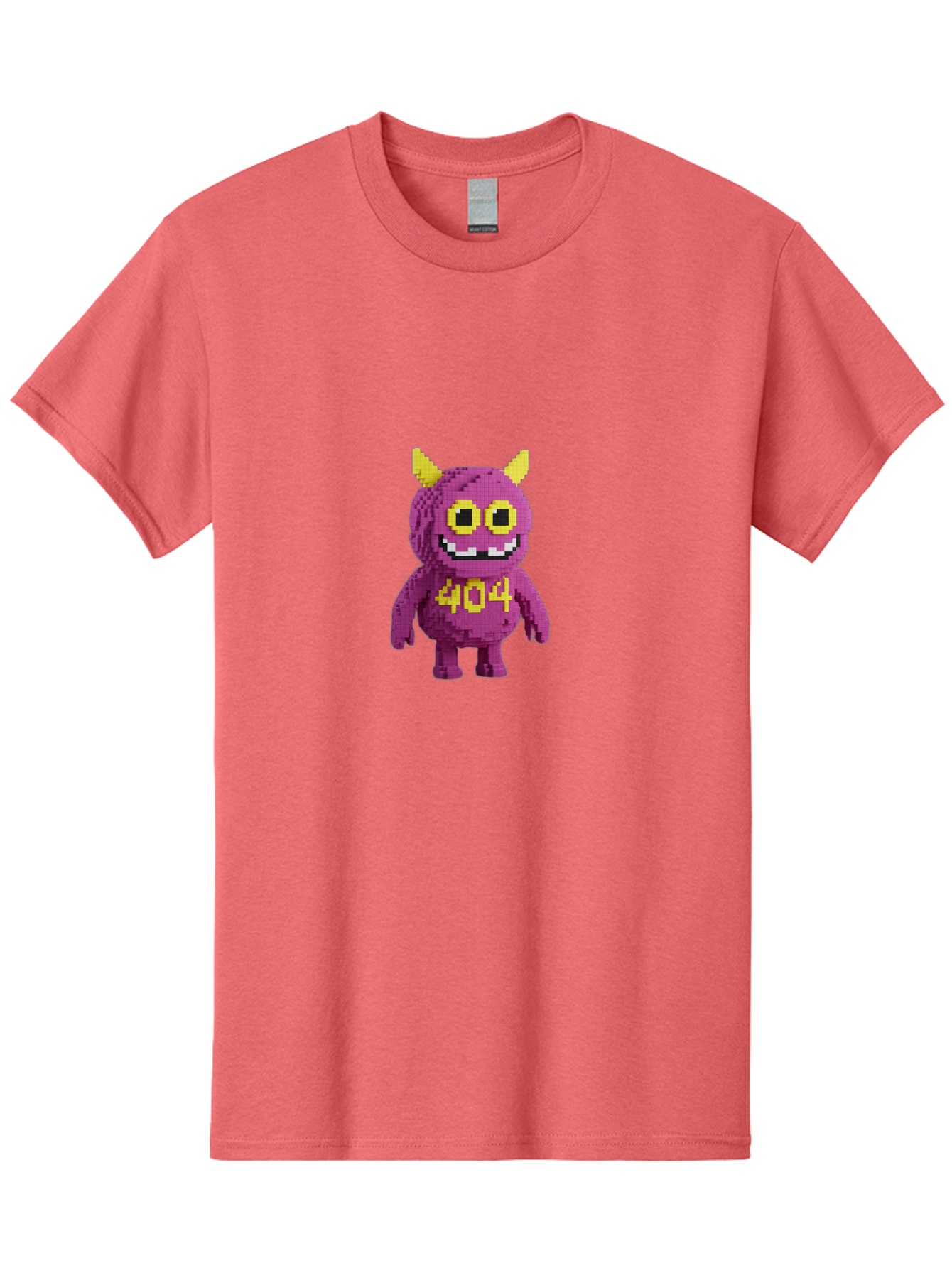 404-Monster-4 Men'S Graphic Tee, 100% Cotton, Comfortable Casual Summer Wear, Machine Washable, Pixel Art Monster, Purple Creature, Yellow Horns, 404 Error, Cartoon Character, Funny Design, Web Error Icon, Cute Pixel Monster, Digital Art, Baa101 19