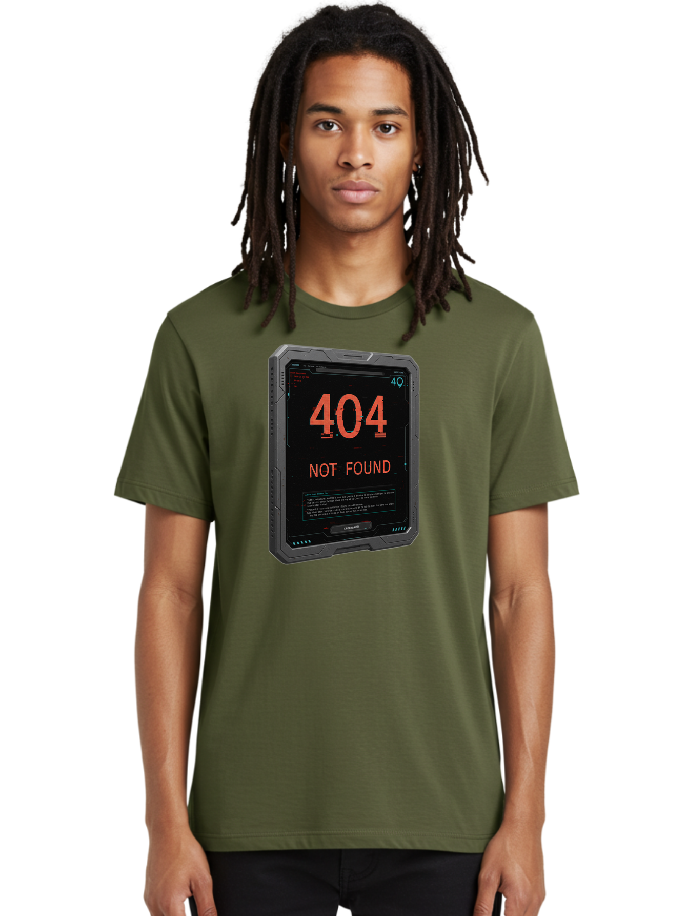 404-Not-Found Men'S Graphic Tee, 100% Cotton, Comfortable Casual Summer Wear, Machine Washable, 404 Error, Not Found Message, Futuristic Device, Error Screen, Cyberpunk Theme, Orange Text, Black Device, Tech Glitch, Sci-Fi Interface, Baa103 16