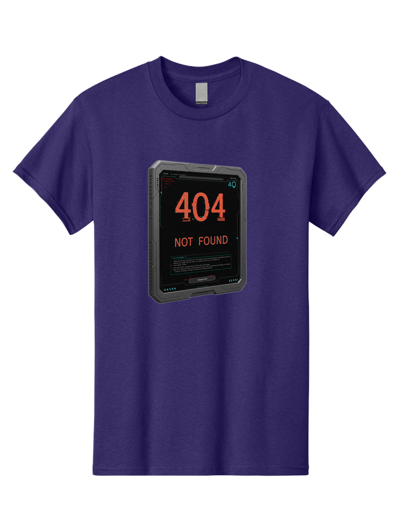 404-Not-Found Men'S Graphic Tee, 100% Cotton, Comfortable Casual Summer Wear, Machine Washable, 404 Error, Not Found Message, Futuristic Device, Error Screen, Cyberpunk Theme, Orange Text, Black Device, Tech Glitch, Sci-Fi Interface, Baa103 3
