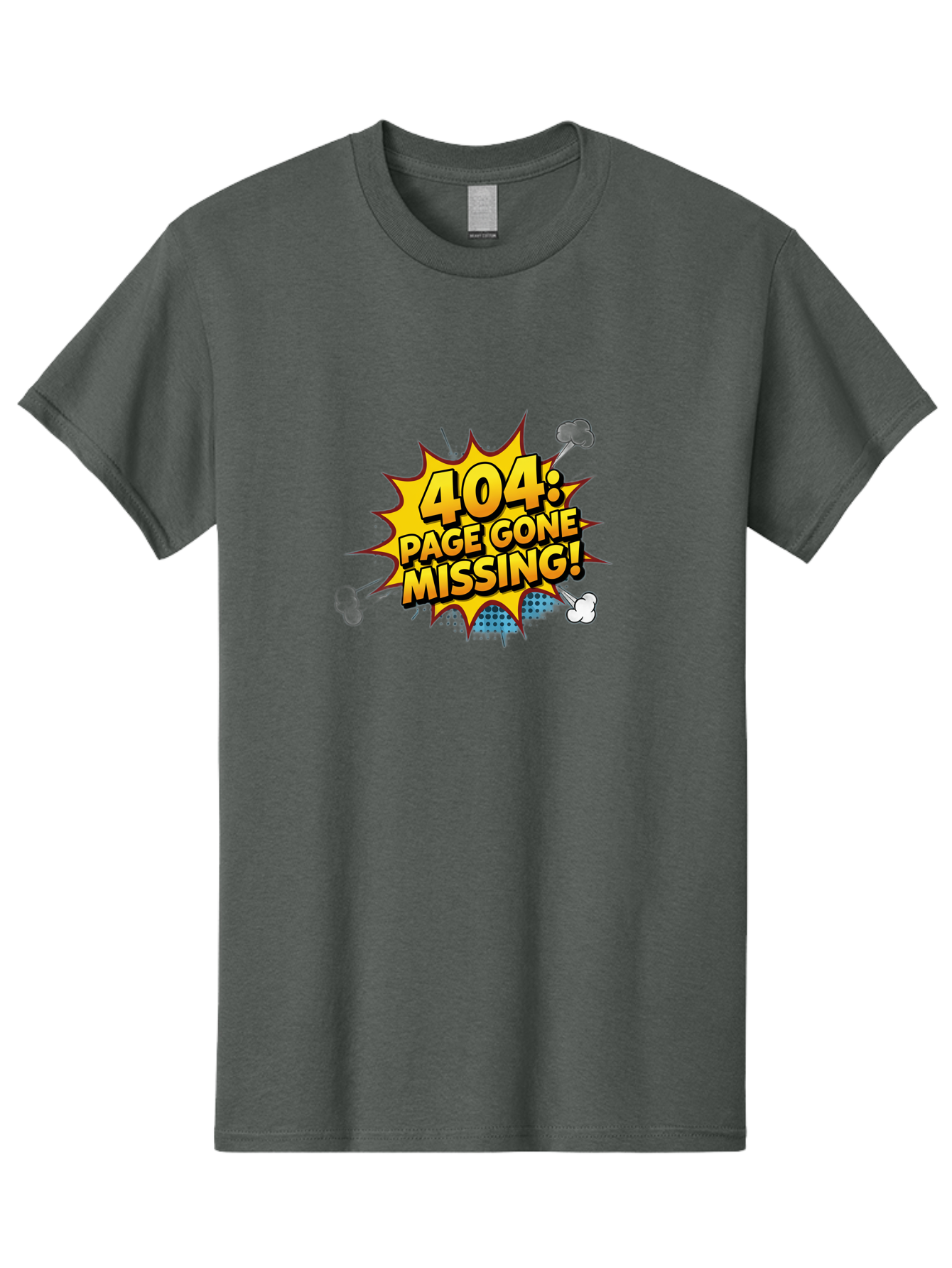404-Page-Gone-Missing Men'S Graphic Tee, 100% Cotton, Comfortable Casual Summer Wear, Machine Washable, 404 Error Message, Page Not Found, Missing Page, Cartoon-Style Comic, Yellow And Blue Graphics, Funny Illustrations, Humorous Tone, Baa104 17