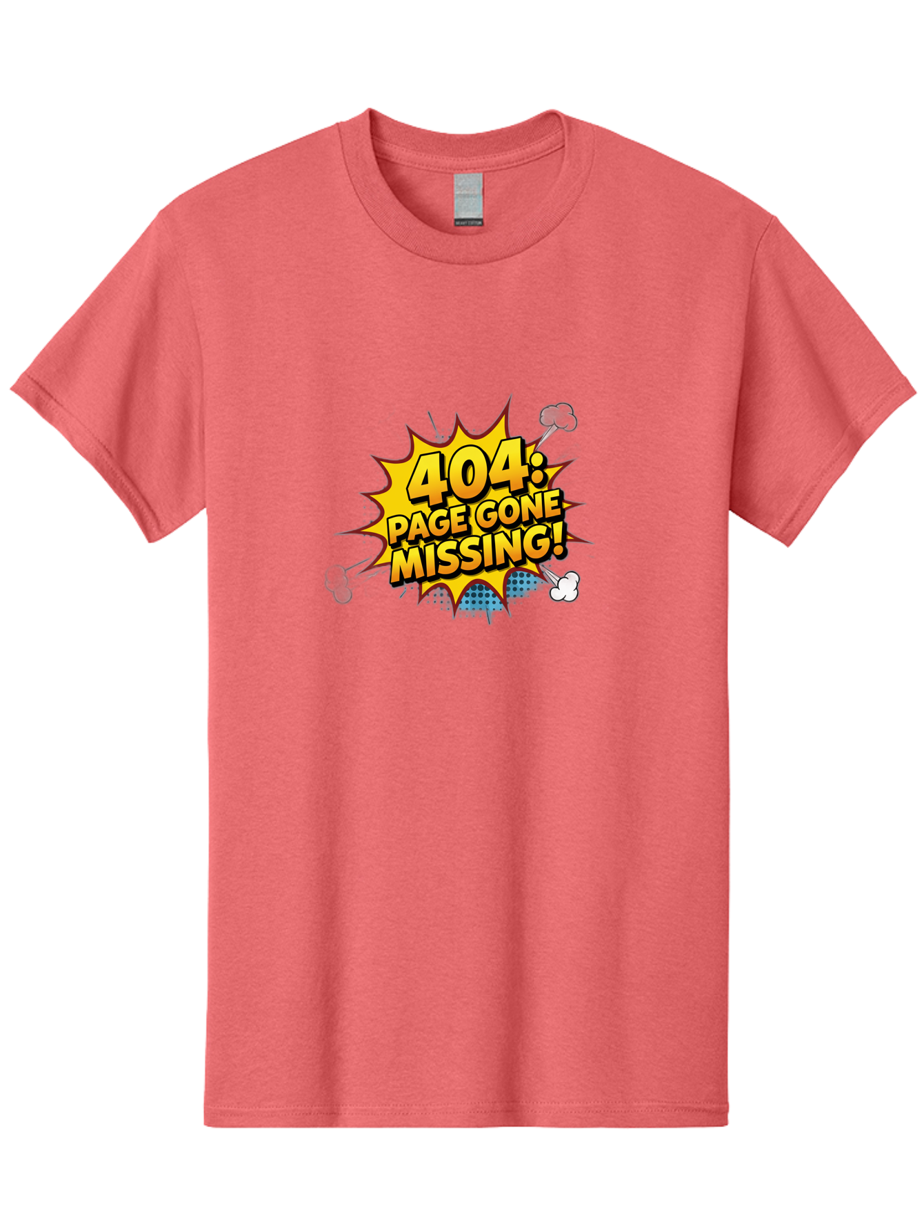 404-Page-Gone-Missing Men'S Graphic Tee, 100% Cotton, Comfortable Casual Summer Wear, Machine Washable, 404 Error Message, Page Not Found, Missing Page, Cartoon-Style Comic, Yellow And Blue Graphics, Funny Illustrations, Humorous Tone, Baa104 29