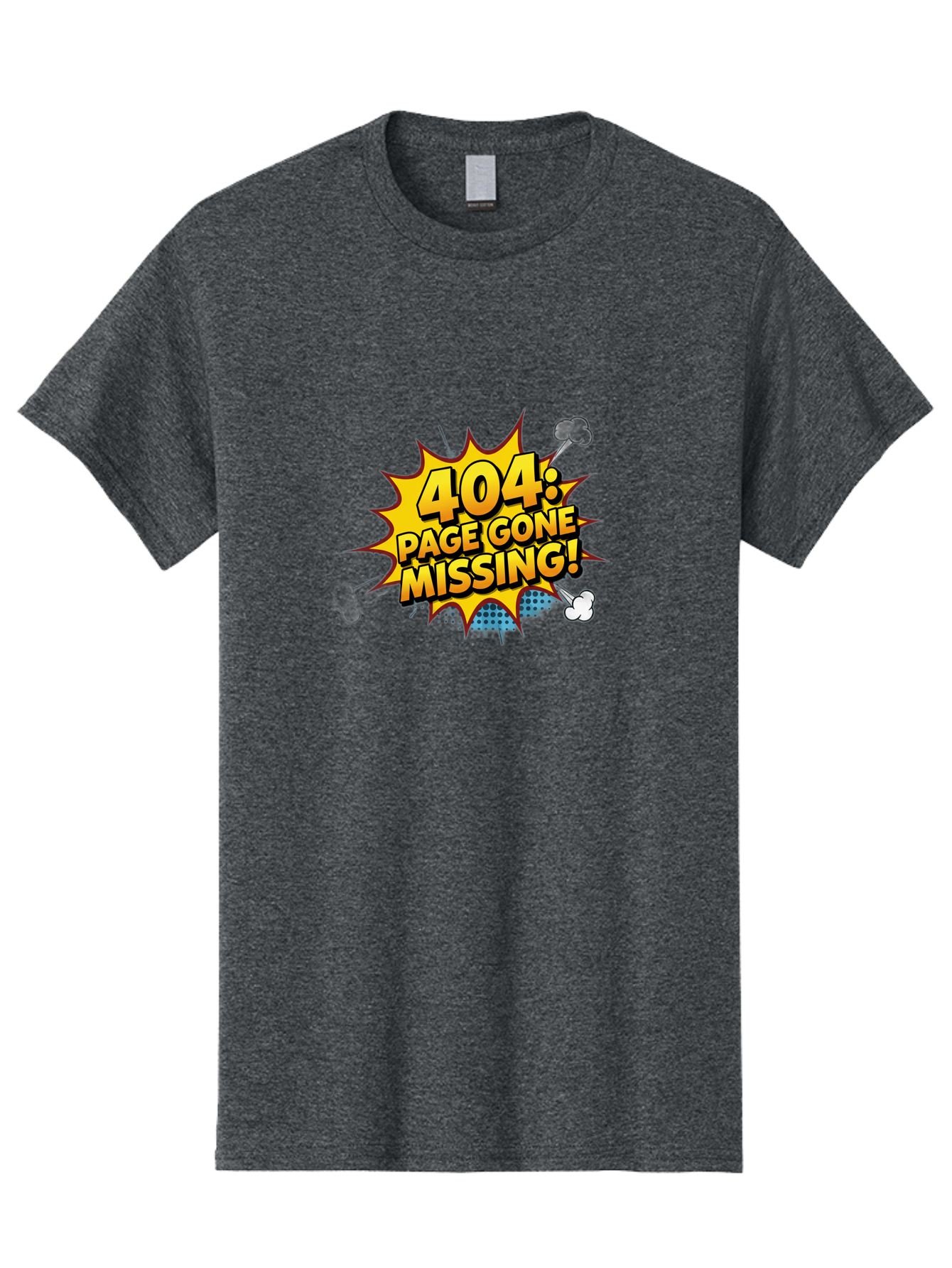 404-Page-Gone-Missing Men'S Graphic Tee, 100% Cotton, Comfortable Casual Summer Wear, Machine Washable, 404 Error Message, Page Not Found, Missing Page, Cartoon-Style Comic, Yellow And Blue Graphics, Funny Illustrations, Humorous Tone, Baa104 27