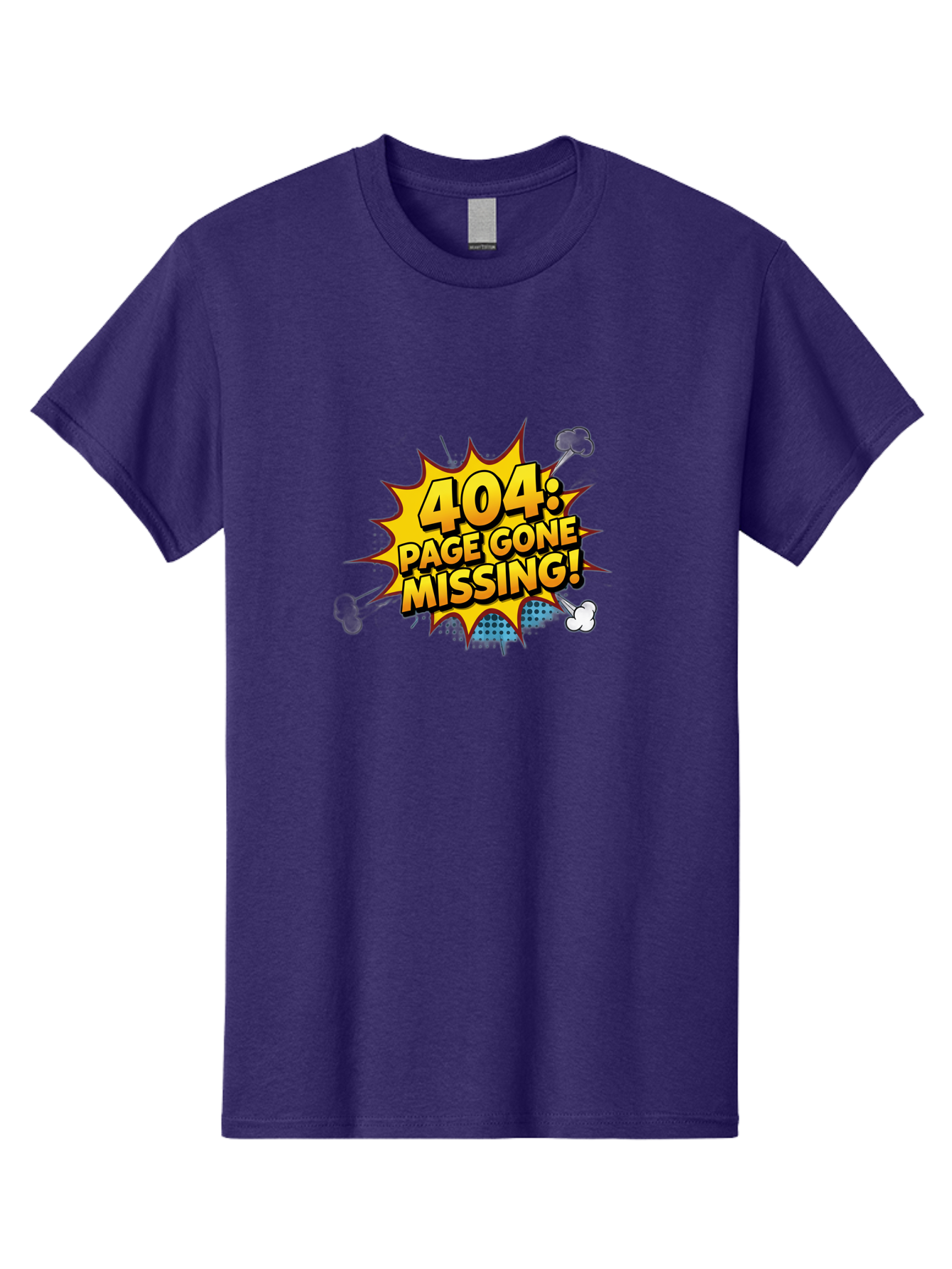 404-Page-Gone-Missing Men'S Graphic Tee, 100% Cotton, Comfortable Casual Summer Wear, Machine Washable, 404 Error Message, Page Not Found, Missing Page, Cartoon-Style Comic, Yellow And Blue Graphics, Funny Illustrations, Humorous Tone, Baa104 11