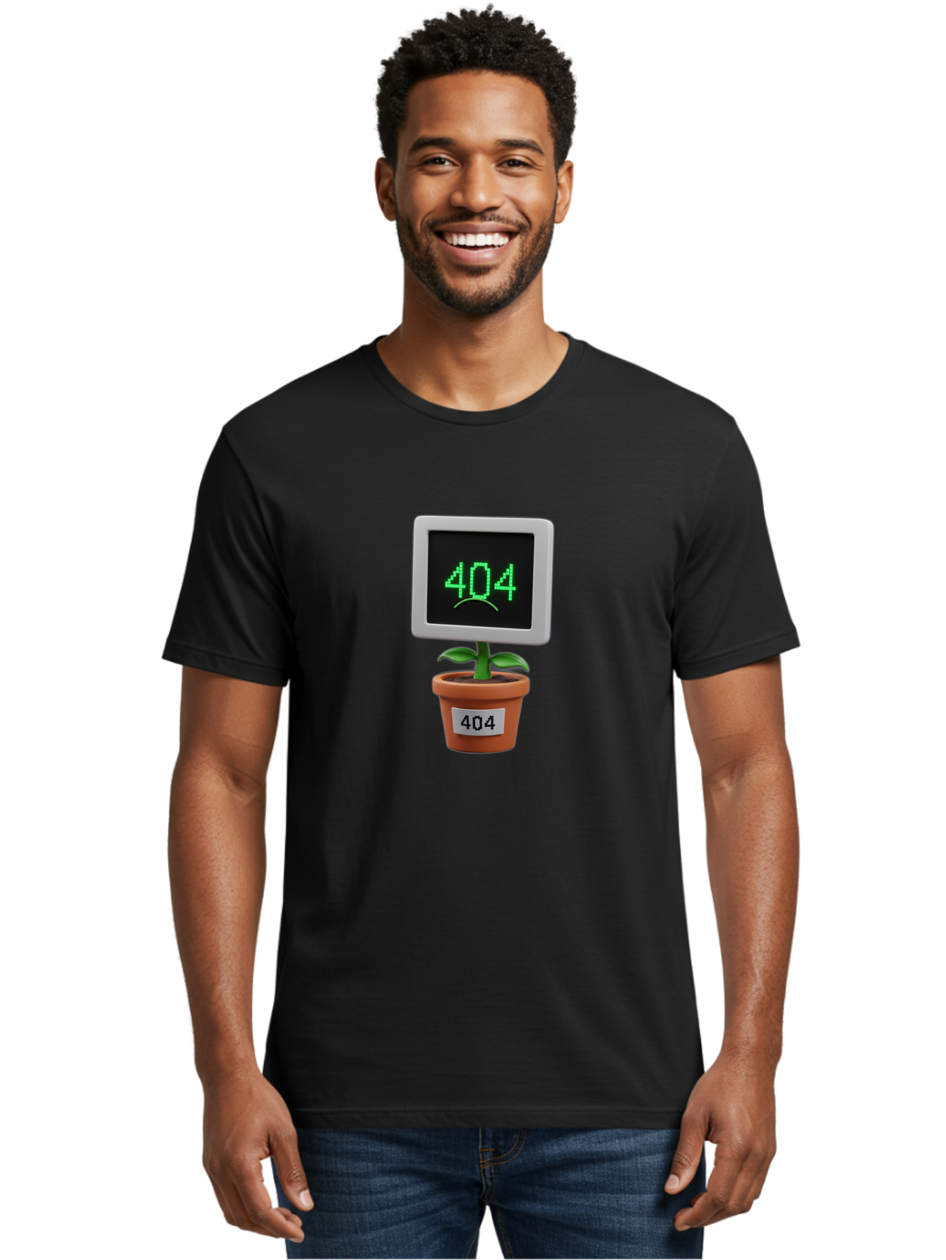 404-Plant Men'S Graphic Tee, 100% Cotton, Comfortable Casual Summer Wear, Machine Washable, 404 Error Message, Dead Link, Broken Page, Error Screen, Page Not Found, Digital Plant, Error Pot, Website Issue, Web Design Baa105 28