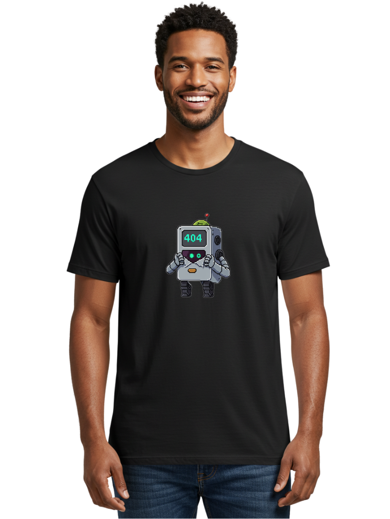 404-Robot-1 Men'S Graphic Tee, 100% Cotton, Comfortable Casual Summer Wear, Machine Washable, Robot With 404 Error Message, Error Page, Broken Link, Page Not Found, Malfunctioning Robot, Cartoon Style, Digital Art, Futuristic Design, Baa106 12