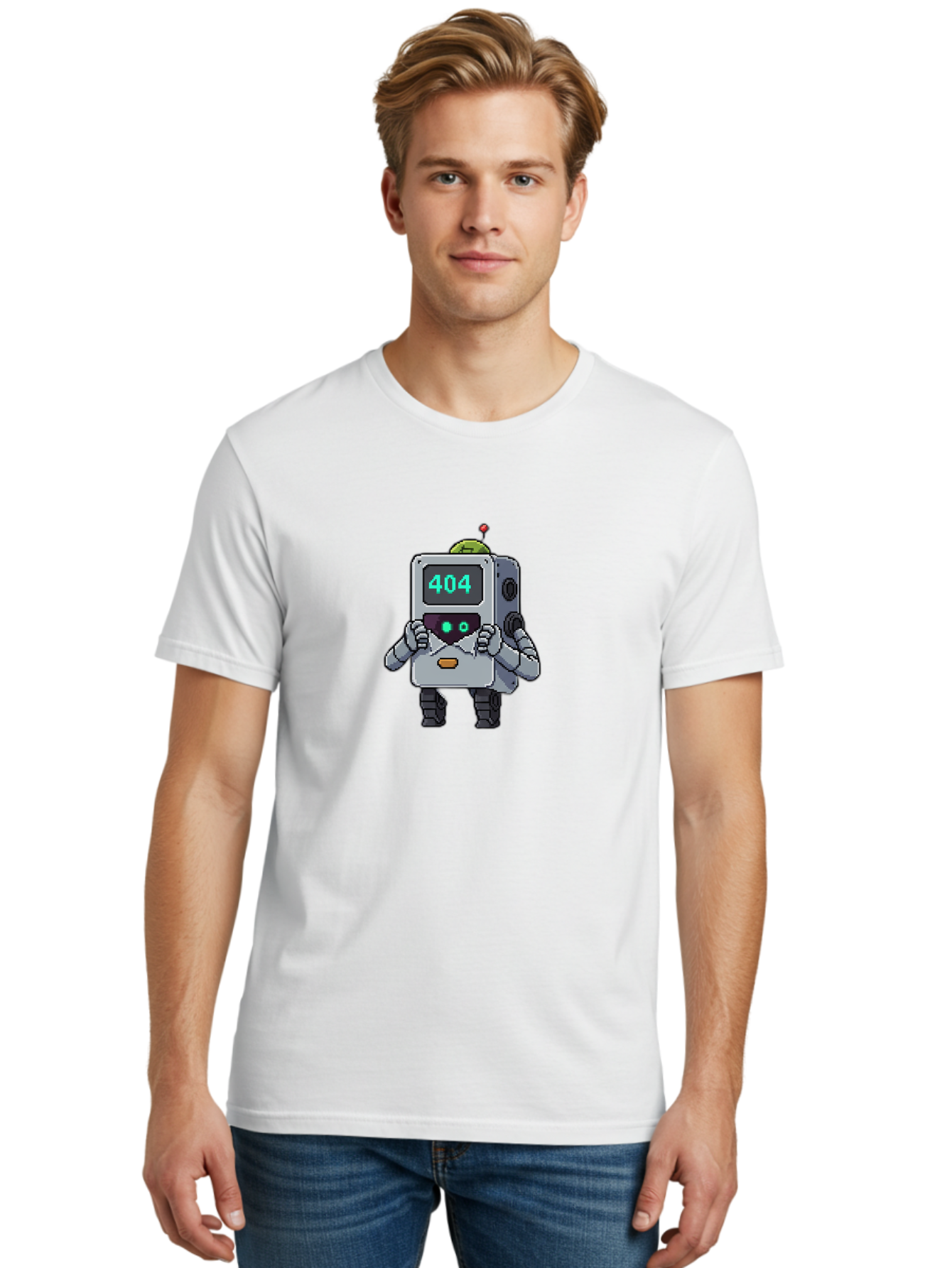 404-Robot-1 Men'S Graphic Tee, 100% Cotton, Comfortable Casual Summer Wear, Machine Washable, Robot With 404 Error Message, Error Page, Broken Link, Page Not Found, Malfunctioning Robot, Cartoon Style, Digital Art, Futuristic Design, Baa106 16