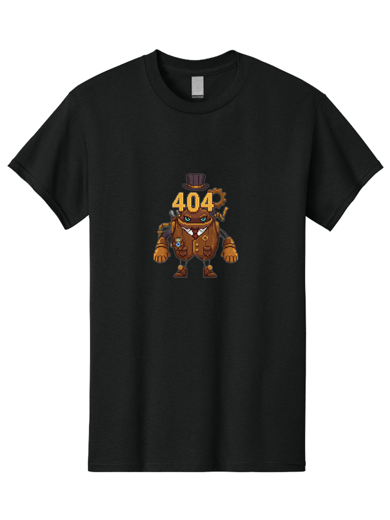 404-Robot Men'S Graphic Tee, 100% Cotton, Comfortable Casual Summer Wear, Machine Washable, Steampunk Robot, 404 Error Message, Robotics, Mechanical Parts, Top Hat, Quirky Character, Error Page, Web Design, Funny Illustration, Creative Coding Baa107 25