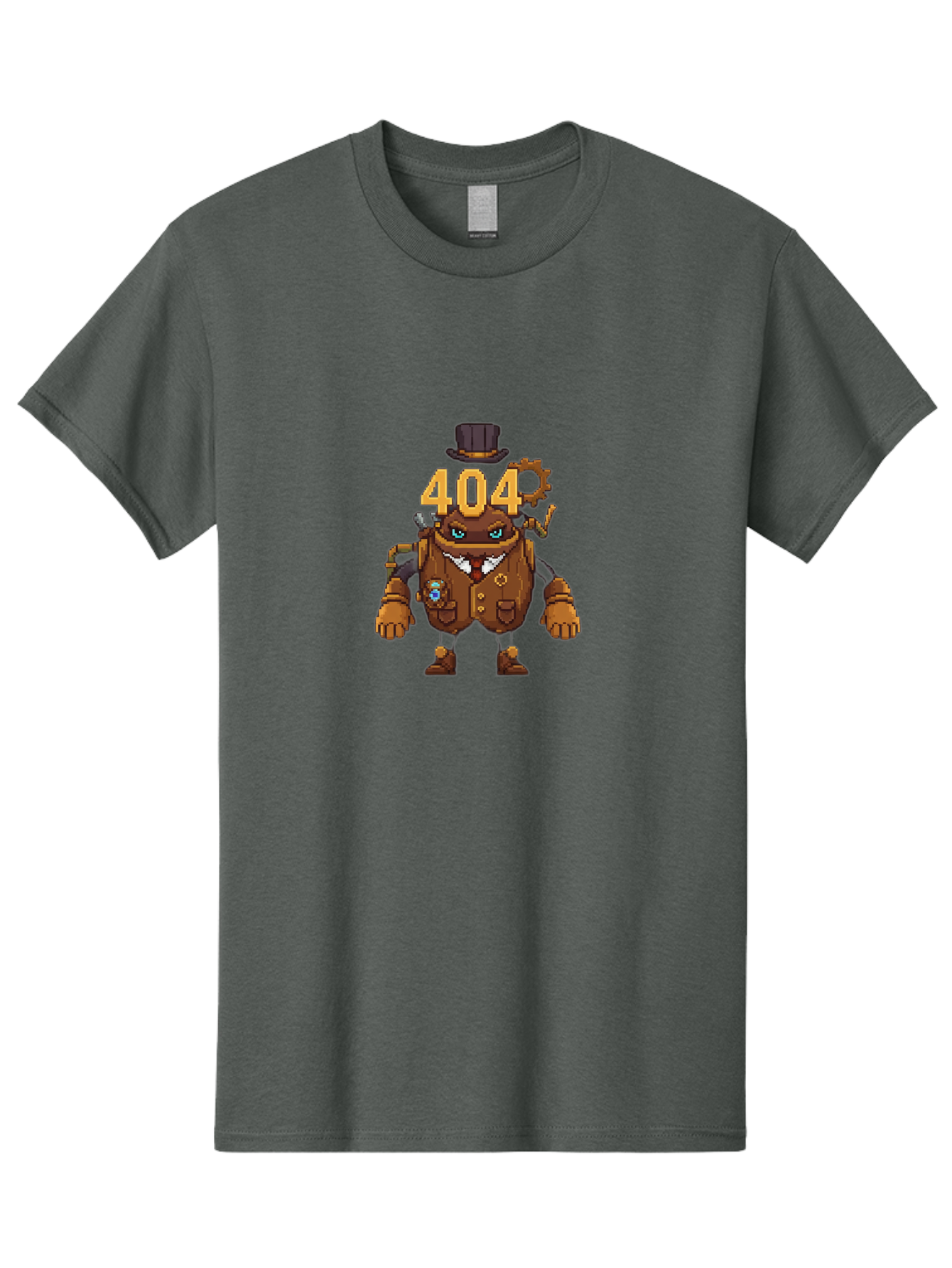 404-Robot Men'S Graphic Tee, 100% Cotton, Comfortable Casual Summer Wear, Machine Washable, Steampunk Robot, 404 Error Message, Robotics, Mechanical Parts, Top Hat, Quirky Character, Error Page, Web Design, Funny Illustration, Creative Coding Baa107 3