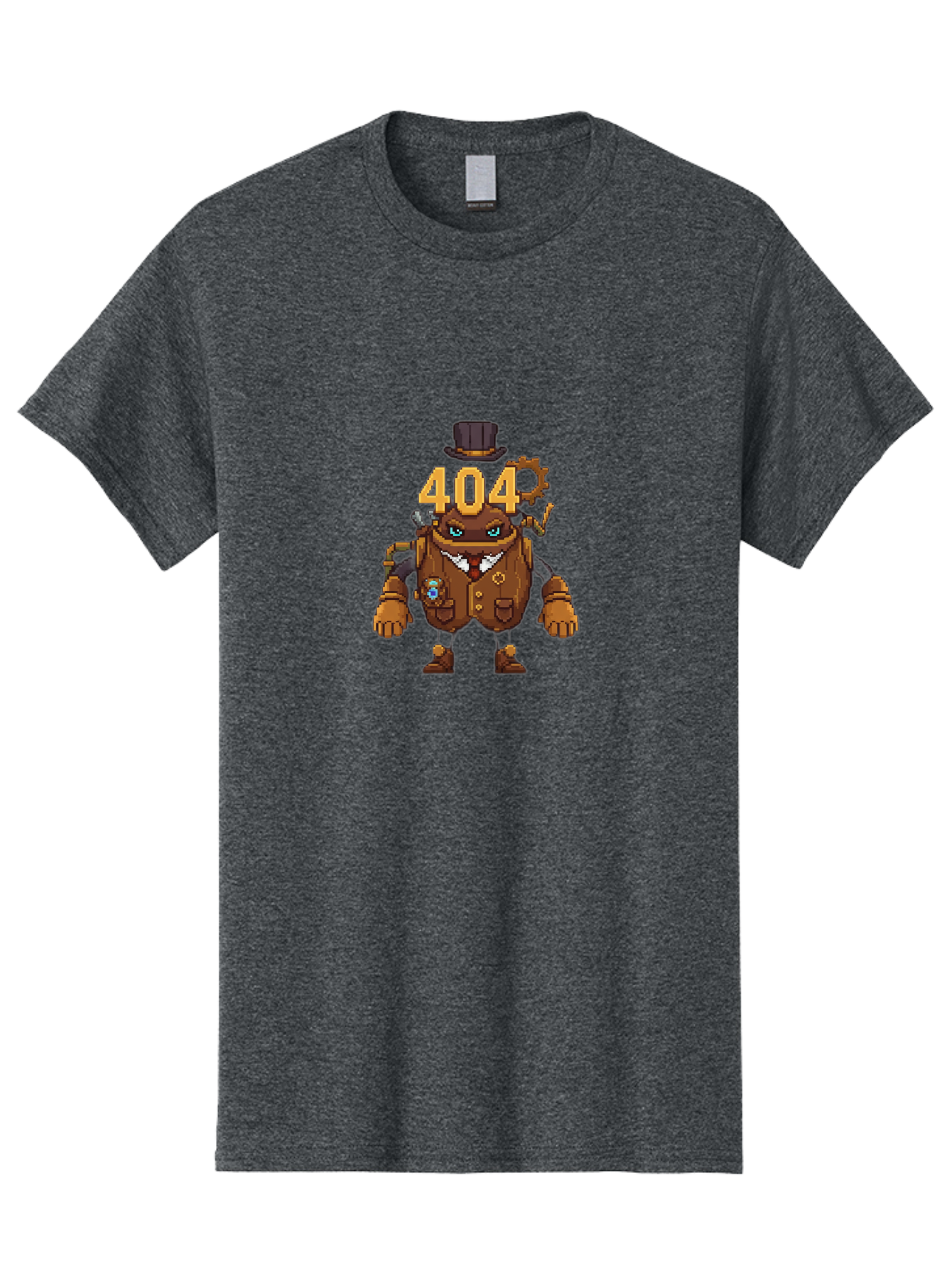 404-Robot Men'S Graphic Tee, 100% Cotton, Comfortable Casual Summer Wear, Machine Washable, Steampunk Robot, 404 Error Message, Robotics, Mechanical Parts, Top Hat, Quirky Character, Error Page, Web Design, Funny Illustration, Creative Coding Baa107 7