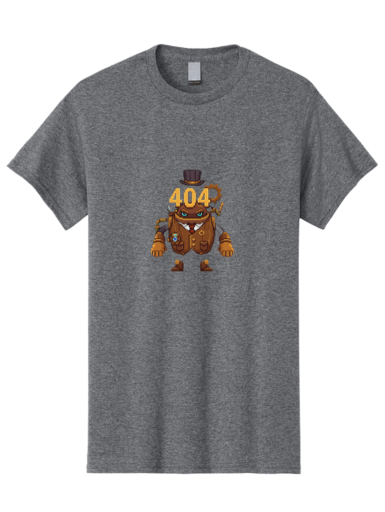 404-Robot Men'S Graphic Tee, 100% Cotton, Comfortable Casual Summer Wear, Machine Washable, Steampunk Robot, 404 Error Message, Robotics, Mechanical Parts, Top Hat, Quirky Character, Error Page, Web Design, Funny Illustration, Creative Coding Baa107 5