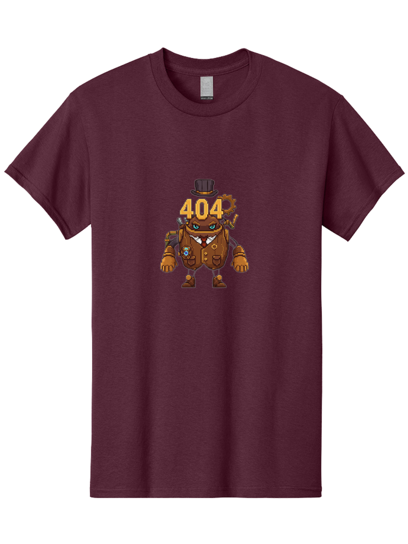 404-Robot Men'S Graphic Tee, 100% Cotton, Comfortable Casual Summer Wear, Machine Washable, Steampunk Robot, 404 Error Message, Robotics, Mechanical Parts, Top Hat, Quirky Character, Error Page, Web Design, Funny Illustration, Creative Coding Baa107 27