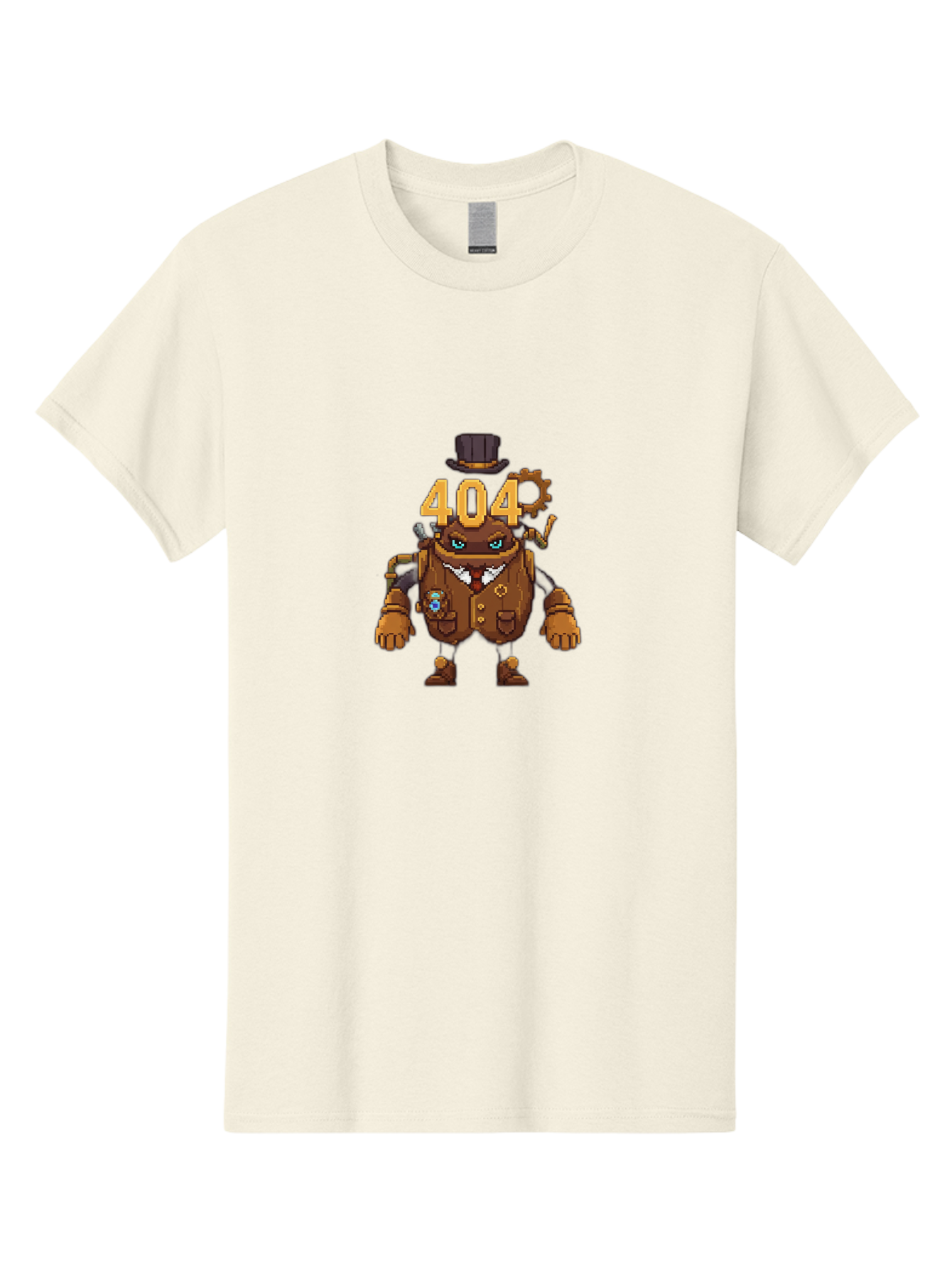 404-Robot Men'S Graphic Tee, 100% Cotton, Comfortable Casual Summer Wear, Machine Washable, Steampunk Robot, 404 Error Message, Robotics, Mechanical Parts, Top Hat, Quirky Character, Error Page, Web Design, Funny Illustration, Creative Coding Baa107 1