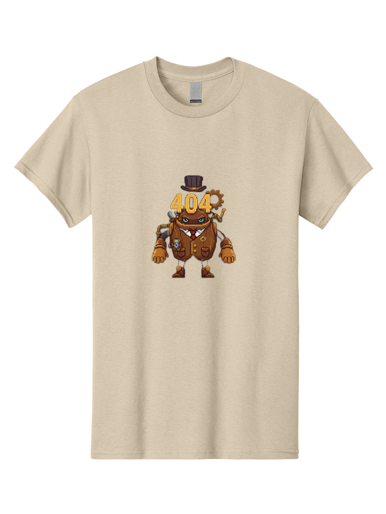 404-Robot Men'S Graphic Tee, 100% Cotton, Comfortable Casual Summer Wear, Machine Washable, Steampunk Robot, 404 Error Message, Robotics, Mechanical Parts, Top Hat, Quirky Character, Error Page, Web Design, Funny Illustration, Creative Coding Baa107 19