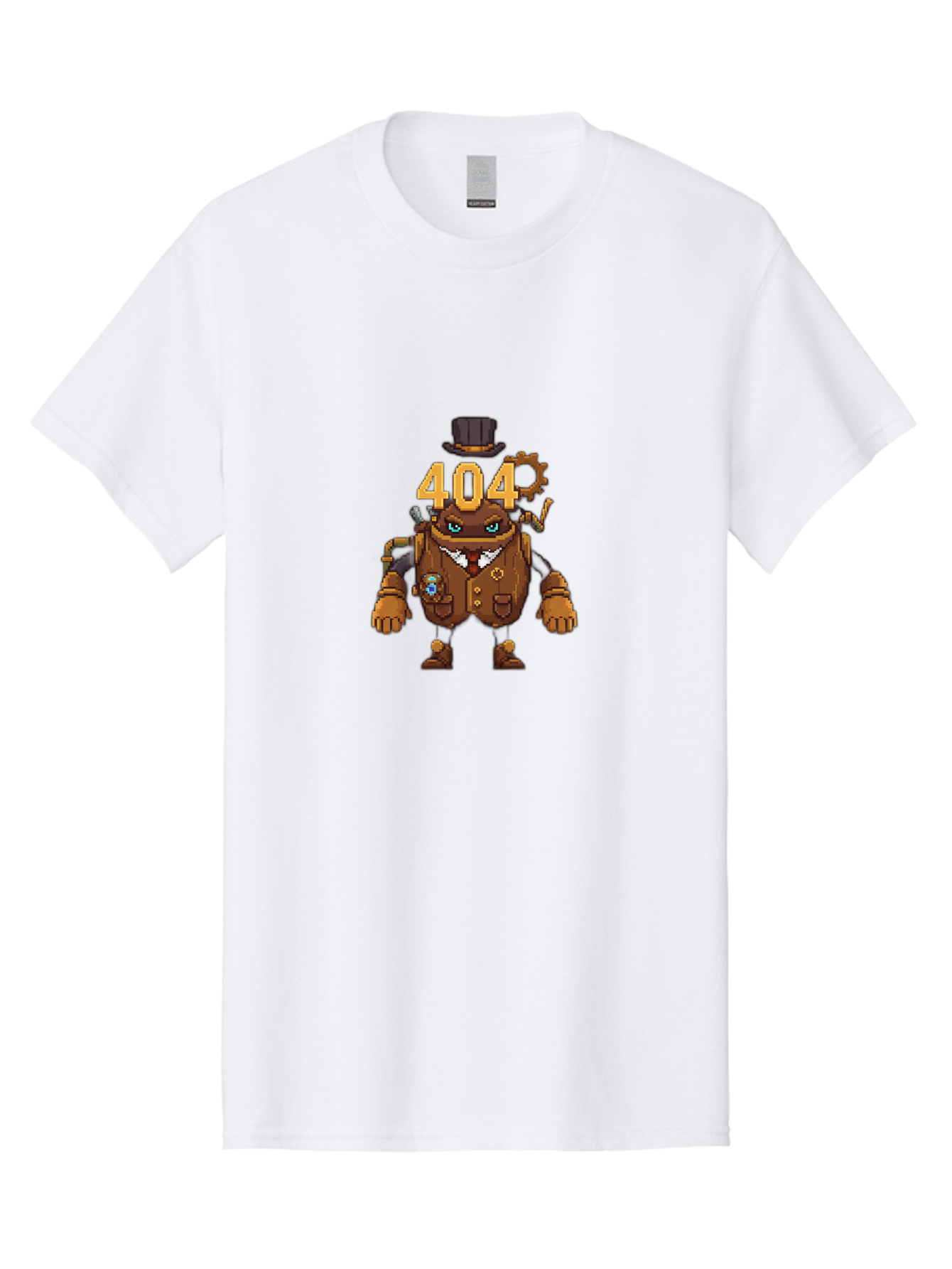 404-Robot Men'S Graphic Tee, 100% Cotton, Comfortable Casual Summer Wear, Machine Washable, Steampunk Robot, 404 Error Message, Robotics, Mechanical Parts, Top Hat, Quirky Character, Error Page, Web Design, Funny Illustration, Creative Coding Baa107 17