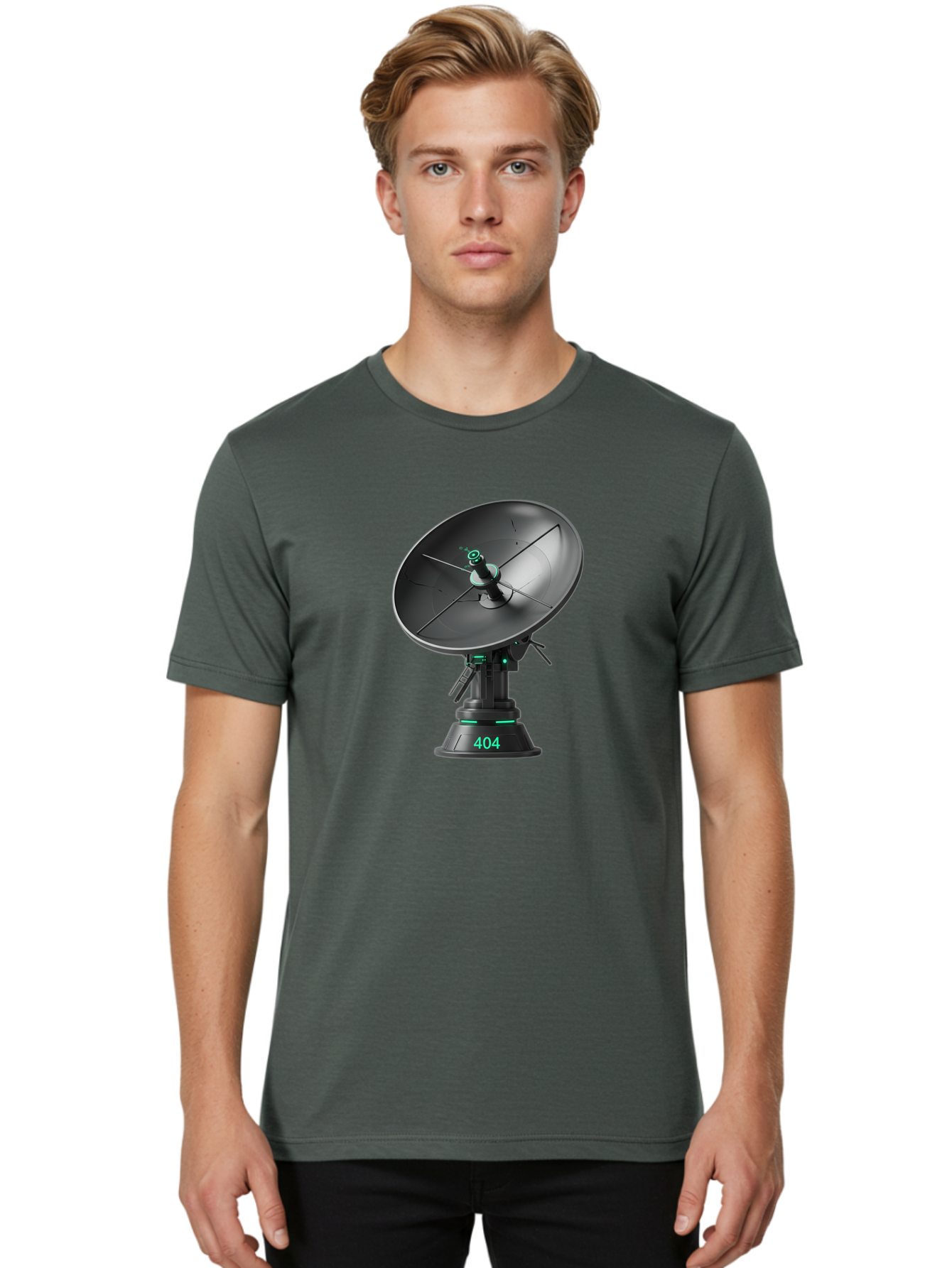 404-Satellite-Dish Men'S Graphic Tee, 100% Cotton, Comfortable Casual Summer Wear, Machine Washable, Satellite Dish, Futuristic Technology, Wireless Communication, 404 Error, Digital Connectivity, Cyberpunk Style, High-Tech Device, Baa108 30