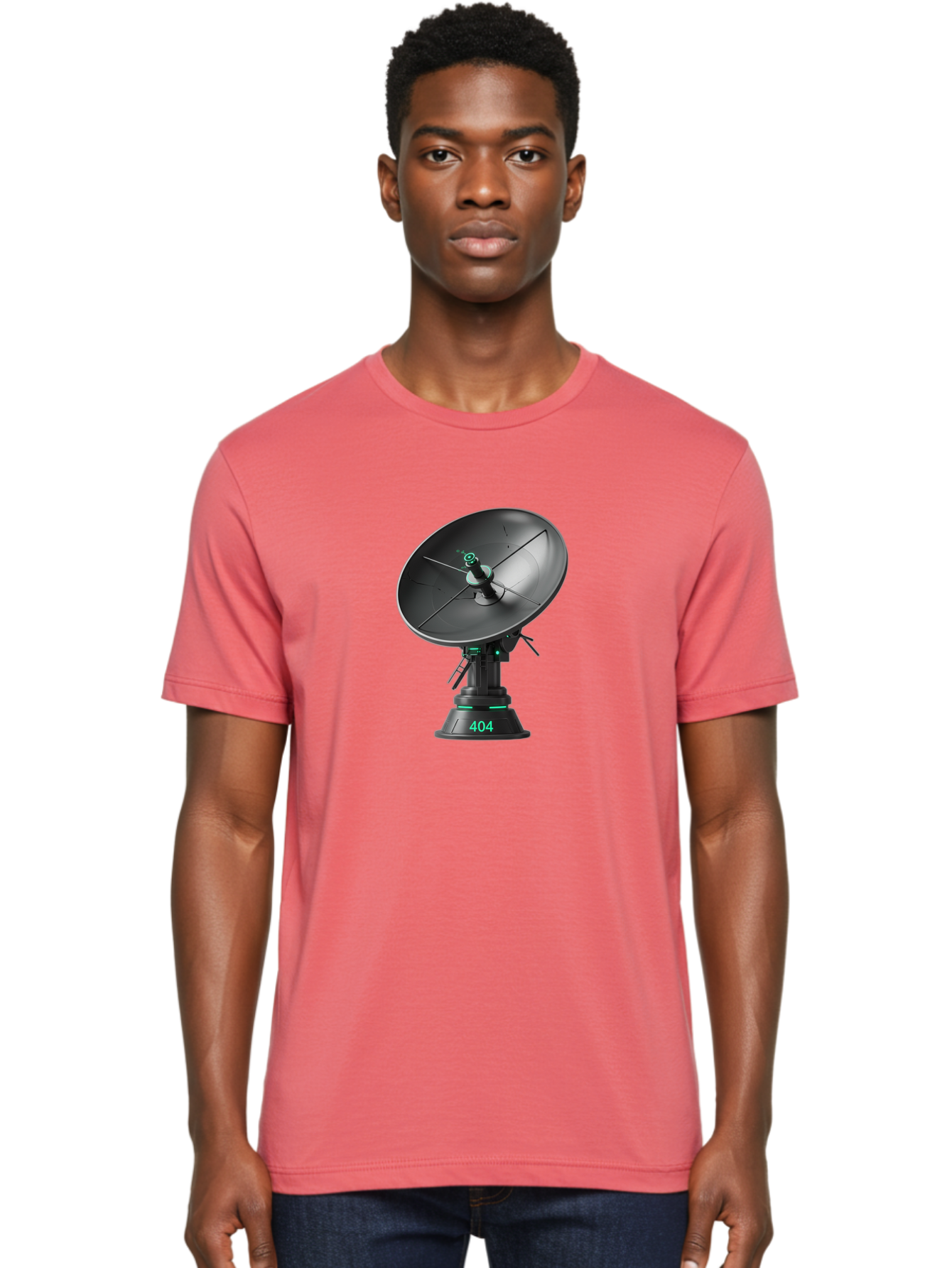 404-Satellite-Dish Men'S Graphic Tee, 100% Cotton, Comfortable Casual Summer Wear, Machine Washable, Satellite Dish, Futuristic Technology, Wireless Communication, 404 Error, Digital Connectivity, Cyberpunk Style, High-Tech Device, Baa108 4