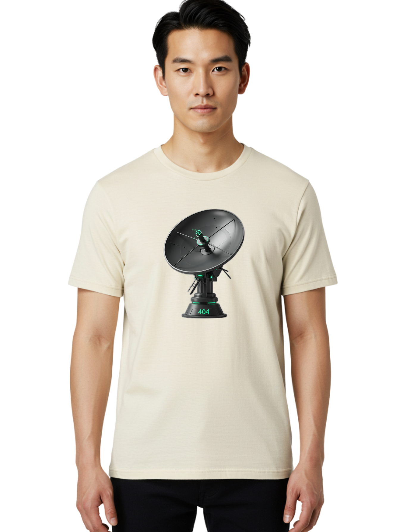 404-Satellite-Dish Men'S Graphic Tee, 100% Cotton, Comfortable Casual Summer Wear, Machine Washable, Satellite Dish, Futuristic Technology, Wireless Communication, 404 Error, Digital Connectivity, Cyberpunk Style, High-Tech Device, Baa108 2