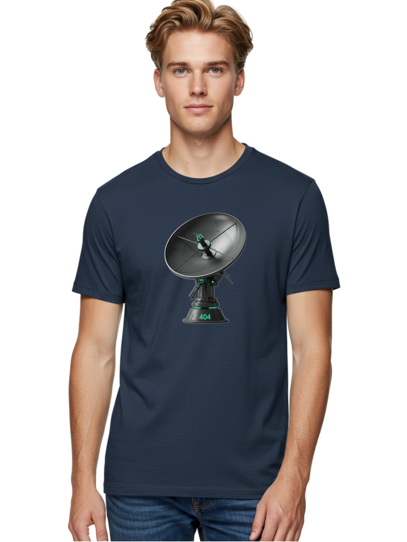 404-Satellite-Dish Men'S Graphic Tee, 100% Cotton, Comfortable Casual Summer Wear, Machine Washable, Satellite Dish, Futuristic Technology, Wireless Communication, 404 Error, Digital Connectivity, Cyberpunk Style, High-Tech Device, Baa108 8