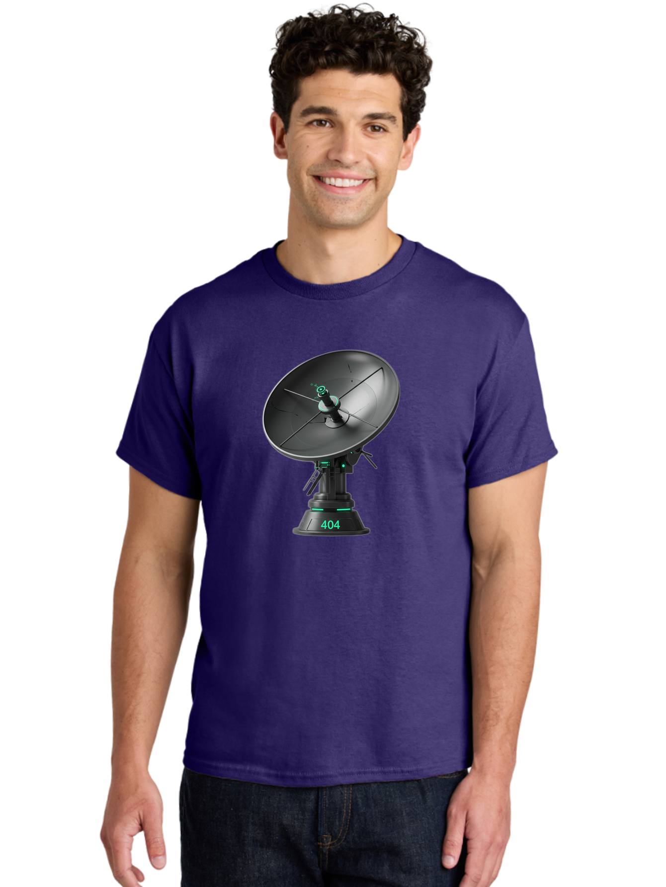 404-Satellite-Dish Men'S Graphic Tee, 100% Cotton, Comfortable Casual Summer Wear, Machine Washable, Satellite Dish, Futuristic Technology, Wireless Communication, 404 Error, Digital Connectivity, Cyberpunk Style, High-Tech Device, Baa108 6