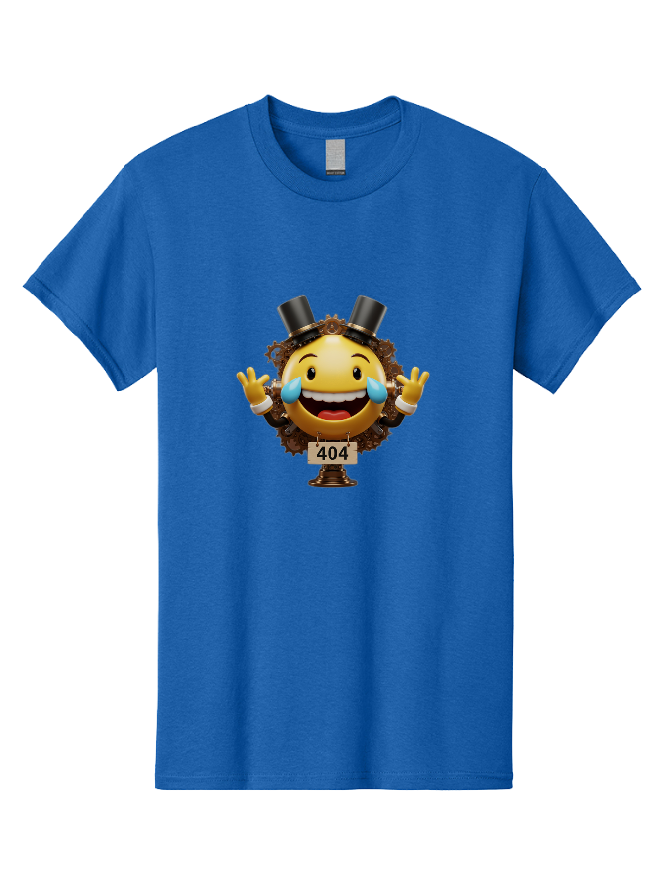 404-Steampunk-Emoji Men'S Graphic Tee, 100% Cotton, Comfortable Casual Summer Wear, Machine Washable, Steampunk Emoji, Laughing Crying Face, 404 Error Page, Steam Engine Gears, Top Hats, Quirky Design, Comical Illustration, Humorous Art, Baa110 13