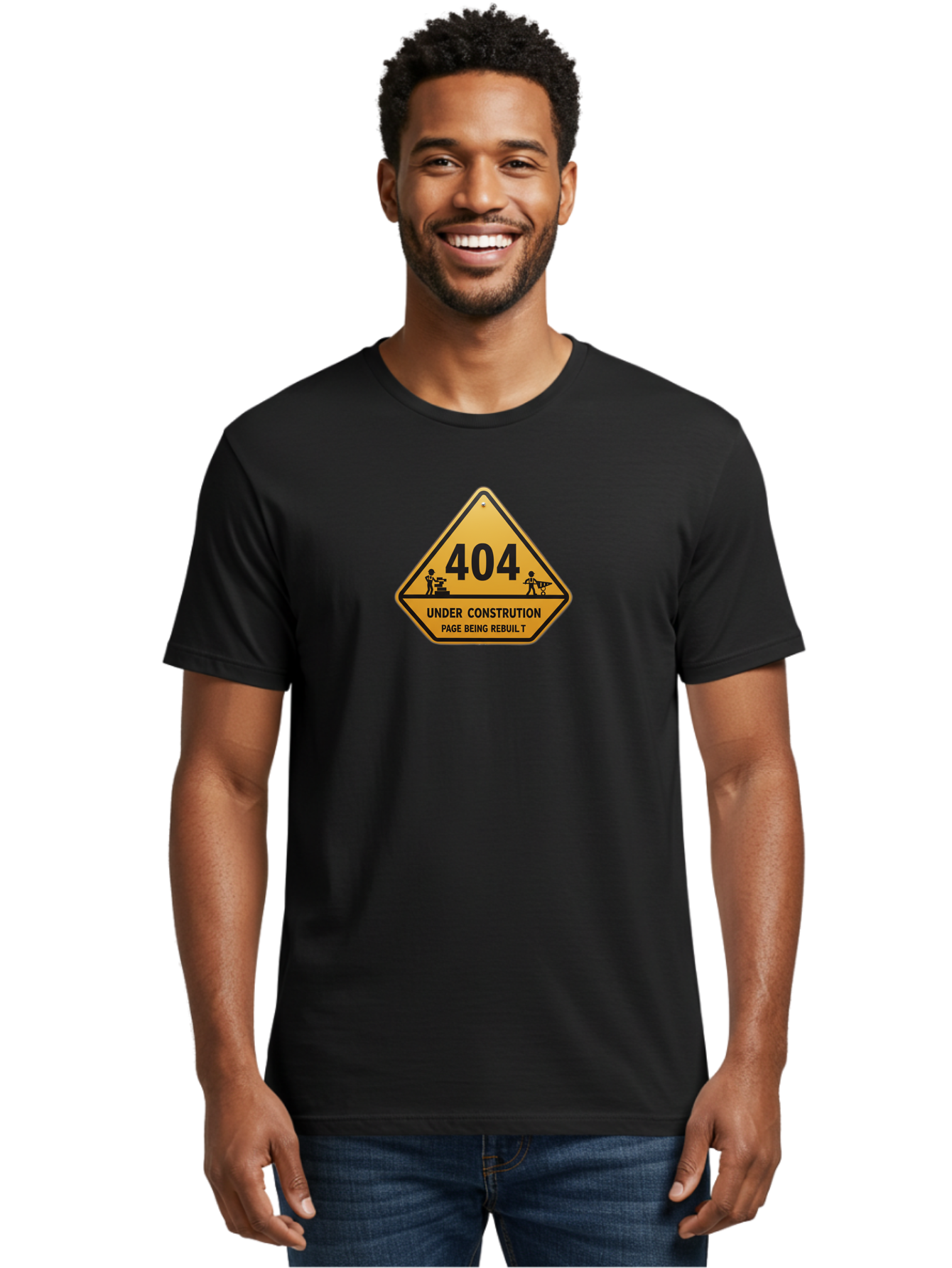 404-Under-Constrution Men'S Graphic Tee, 100% Cotton, Comfortable Casual Summer Wear, Machine Washable, 404 Error Page, Under Construction Sign, Website Maintenance, Web Development, Page Not Found, Website Under Repair, Construction Workers, Baa112 12