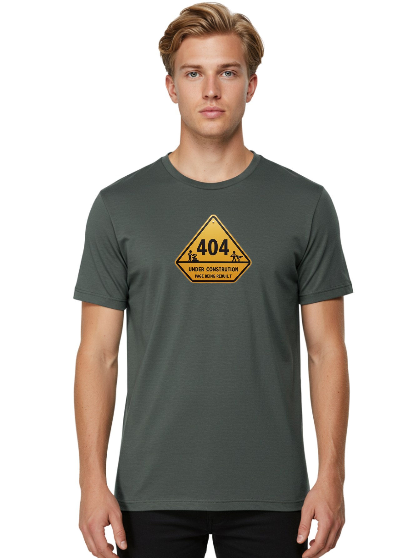 404-Under-Constrution Men'S Graphic Tee, 100% Cotton, Comfortable Casual Summer Wear, Machine Washable, 404 Error Page, Under Construction Sign, Website Maintenance, Web Development, Page Not Found, Website Under Repair, Construction Workers, Baa112 18