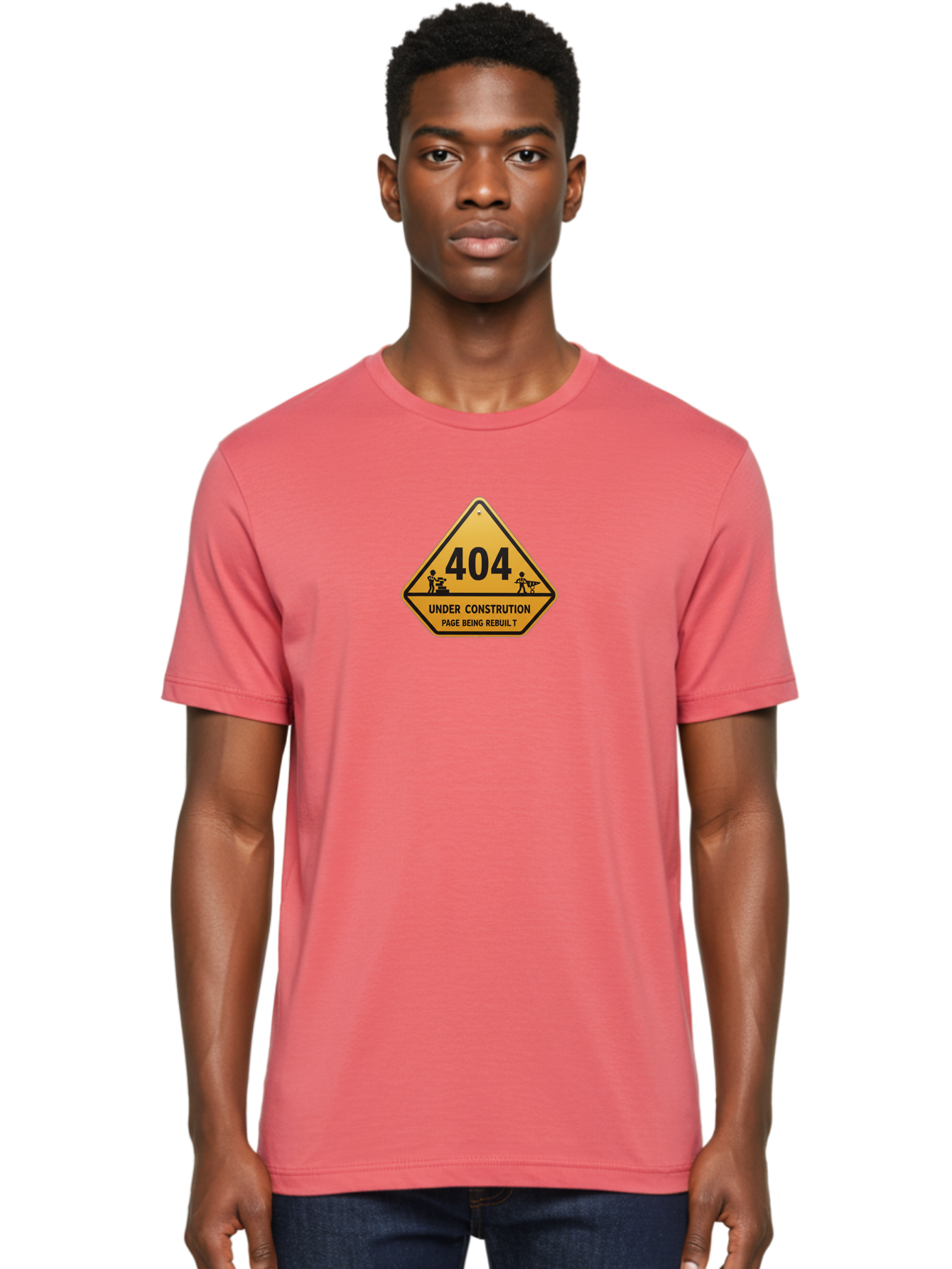404-Under-Constrution Men'S Graphic Tee, 100% Cotton, Comfortable Casual Summer Wear, Machine Washable, 404 Error Page, Under Construction Sign, Website Maintenance, Web Development, Page Not Found, Website Under Repair, Construction Workers, Baa112 26