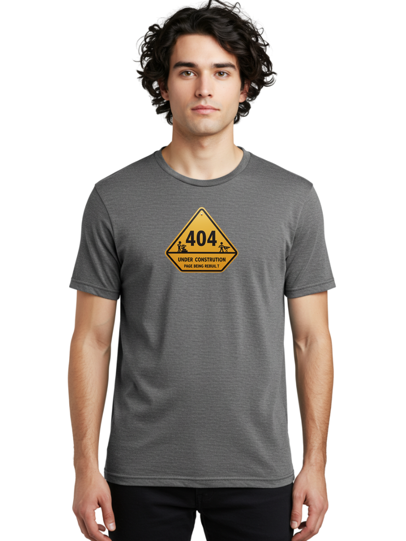 404-Under-Constrution Men'S Graphic Tee, 100% Cotton, Comfortable Casual Summer Wear, Machine Washable, 404 Error Page, Under Construction Sign, Website Maintenance, Web Development, Page Not Found, Website Under Repair, Construction Workers, Baa112 22