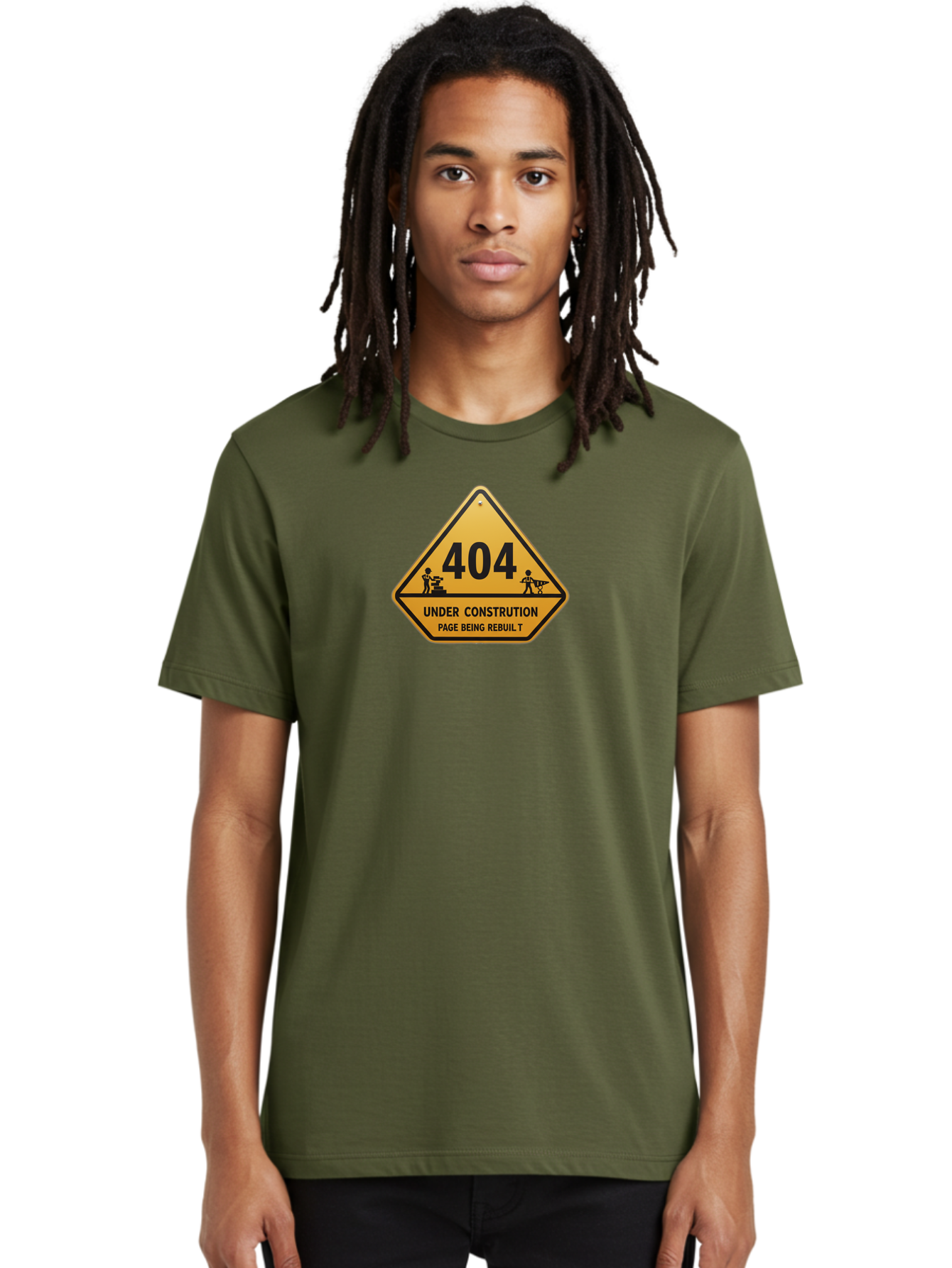 404-Under-Constrution Men'S Graphic Tee, 100% Cotton, Comfortable Casual Summer Wear, Machine Washable, 404 Error Page, Under Construction Sign, Website Maintenance, Web Development, Page Not Found, Website Under Repair, Construction Workers, Baa112 8
