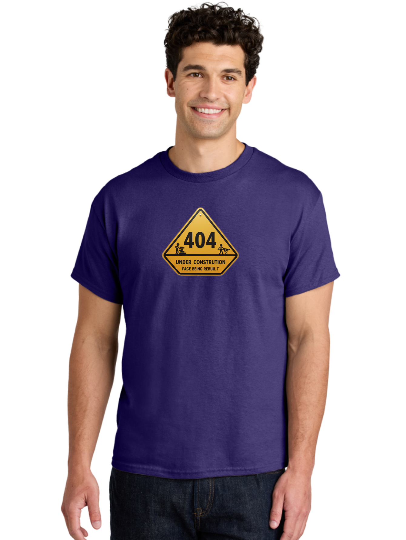 404-Under-Constrution Men'S Graphic Tee, 100% Cotton, Comfortable Casual Summer Wear, Machine Washable, 404 Error Page, Under Construction Sign, Website Maintenance, Web Development, Page Not Found, Website Under Repair, Construction Workers, Baa112 30