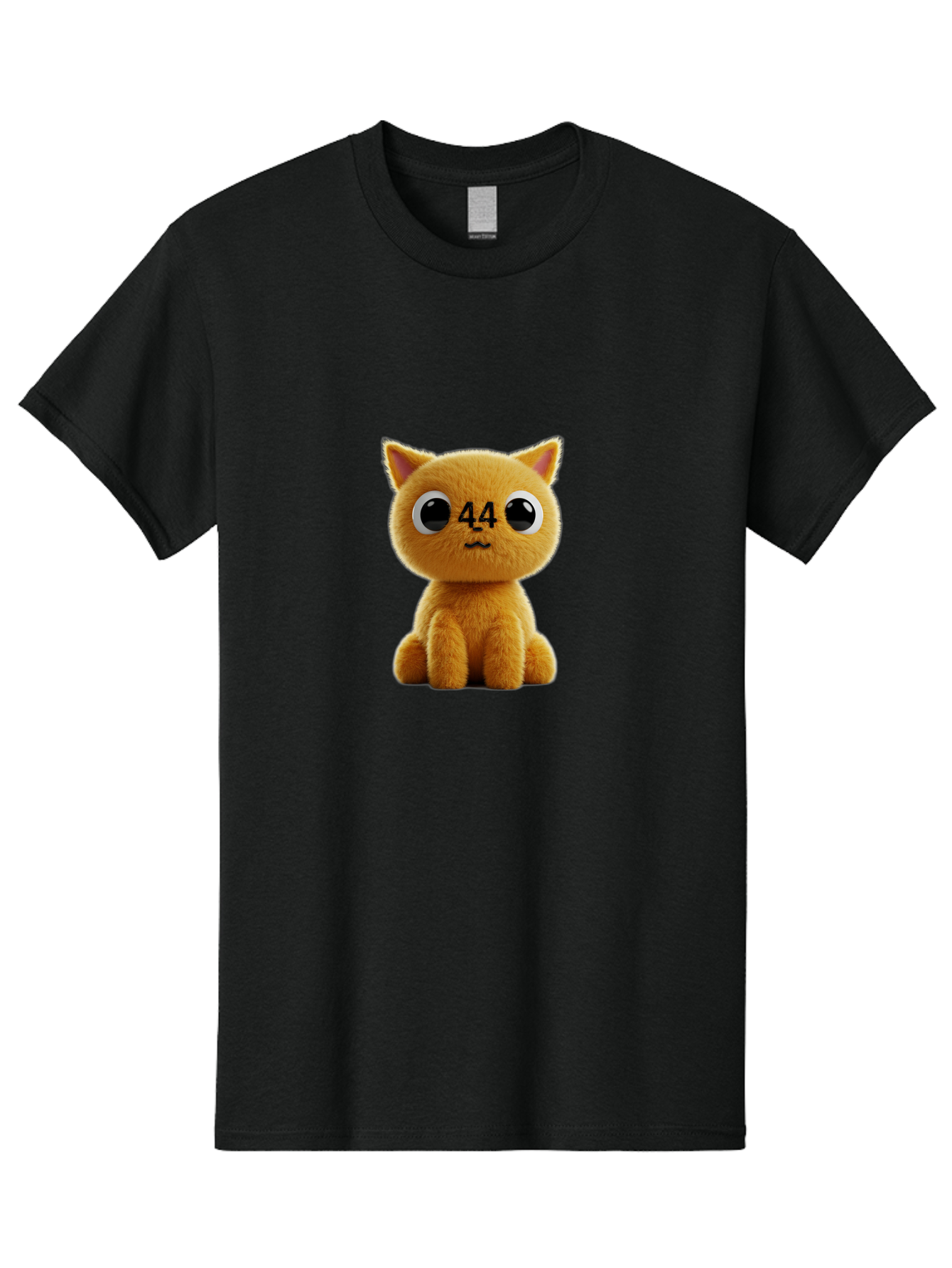 44 Men'S Graphic Tee, 100% Cotton, Comfortable Casual Summer Wear, Machine Washable, Cute Cartoon Cat, Funny Cat Design, Orange Cat Plush, Cartoonish Eyes, Adorable Facial Expression, Kawaii Character, Number 44 Design, Soft Toy Baa114 1