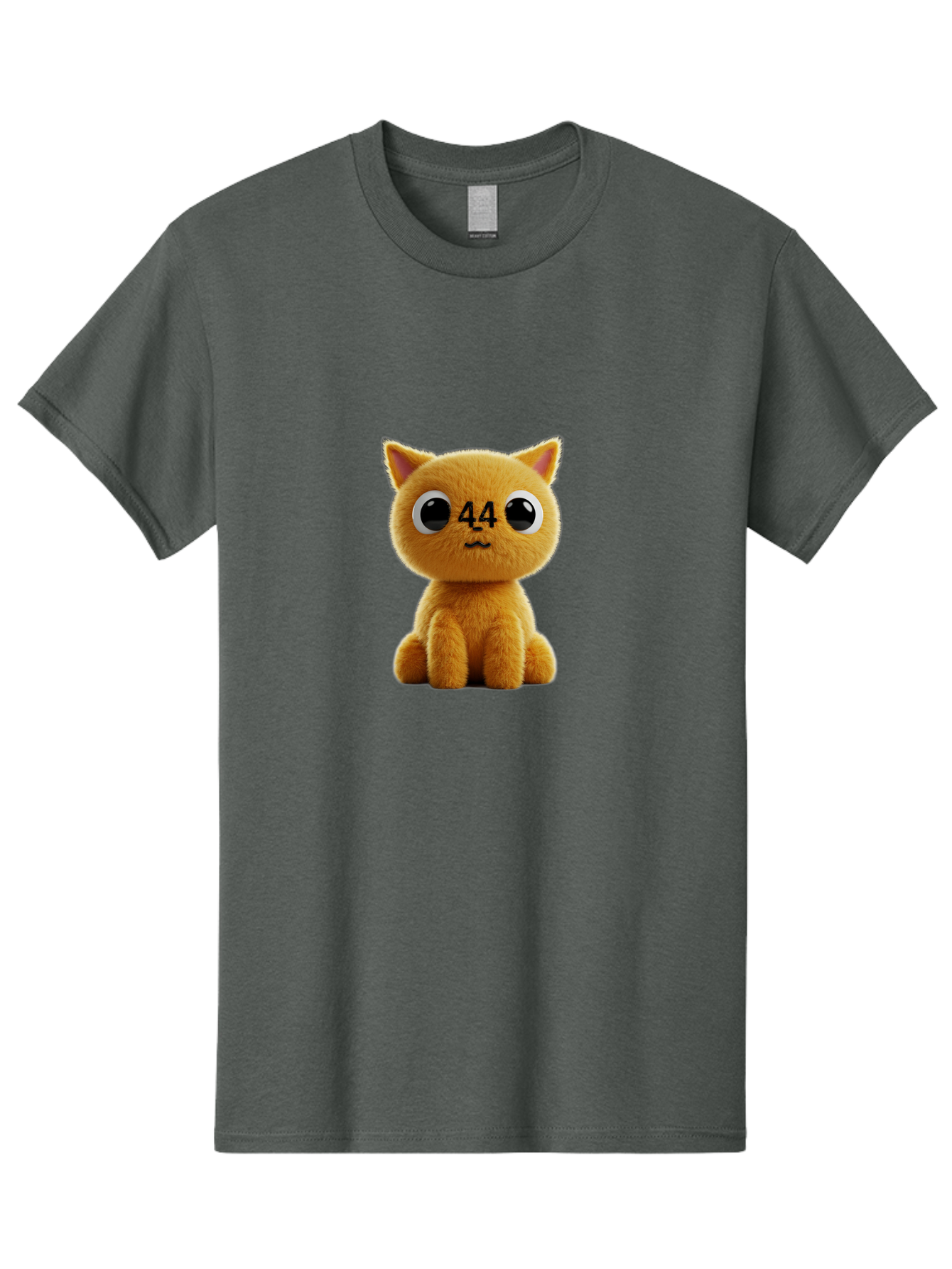 44 Men'S Graphic Tee, 100% Cotton, Comfortable Casual Summer Wear, Machine Washable, Cute Cartoon Cat, Funny Cat Design, Orange Cat Plush, Cartoonish Eyes, Adorable Facial Expression, Kawaii Character, Number 44 Design, Soft Toy Baa114 11