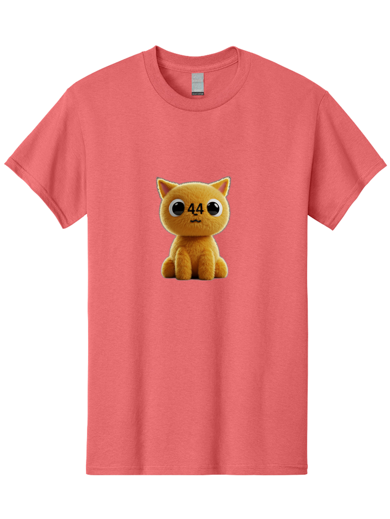 44 Men'S Graphic Tee, 100% Cotton, Comfortable Casual Summer Wear, Machine Washable, Cute Cartoon Cat, Funny Cat Design, Orange Cat Plush, Cartoonish Eyes, Adorable Facial Expression, Kawaii Character, Number 44 Design, Soft Toy Baa114 19