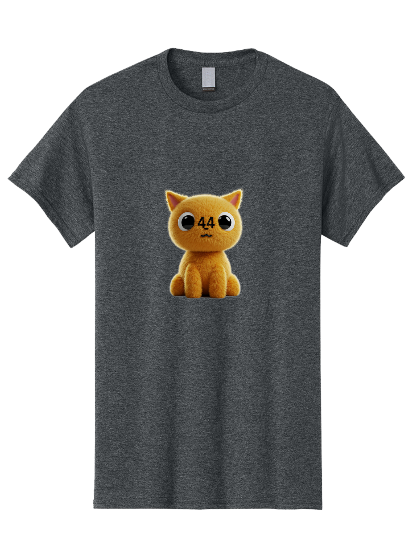 44 Men'S Graphic Tee, 100% Cotton, Comfortable Casual Summer Wear, Machine Washable, Cute Cartoon Cat, Funny Cat Design, Orange Cat Plush, Cartoonish Eyes, Adorable Facial Expression, Kawaii Character, Number 44 Design, Soft Toy Baa114 7