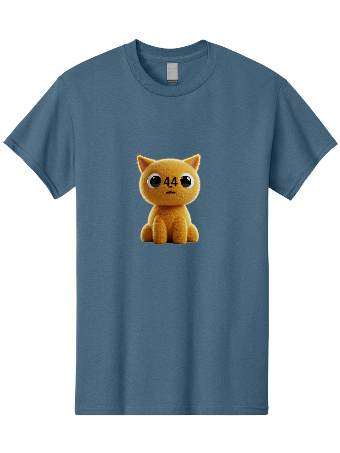 44 Men'S Graphic Tee, 100% Cotton, Comfortable Casual Summer Wear, Machine Washable, Cute Cartoon Cat, Funny Cat Design, Orange Cat Plush, Cartoonish Eyes, Adorable Facial Expression, Kawaii Character, Number 44 Design, Soft Toy Baa114 29