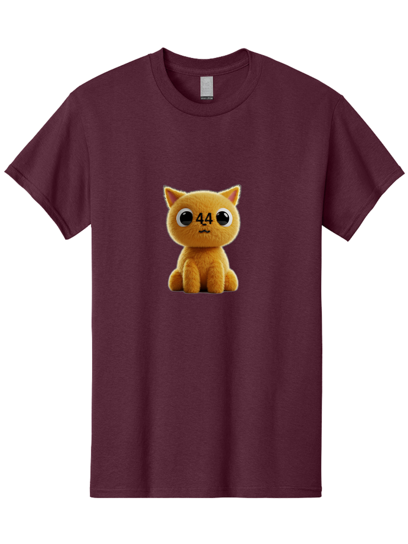44 Men'S Graphic Tee, 100% Cotton, Comfortable Casual Summer Wear, Machine Washable, Cute Cartoon Cat, Funny Cat Design, Orange Cat Plush, Cartoonish Eyes, Adorable Facial Expression, Kawaii Character, Number 44 Design, Soft Toy Baa114 27