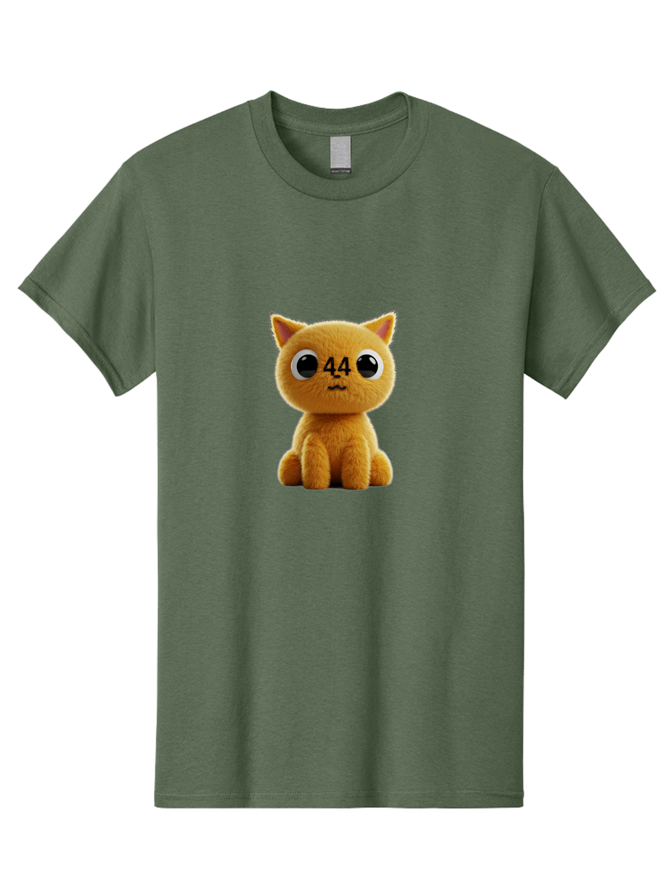 44 Men'S Graphic Tee, 100% Cotton, Comfortable Casual Summer Wear, Machine Washable, Cute Cartoon Cat, Funny Cat Design, Orange Cat Plush, Cartoonish Eyes, Adorable Facial Expression, Kawaii Character, Number 44 Design, Soft Toy Baa114 21