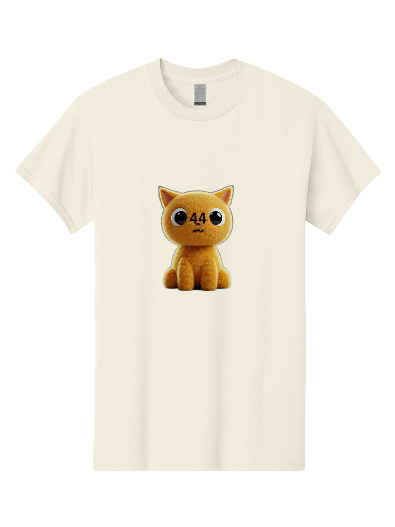 44 Men'S Graphic Tee, 100% Cotton, Comfortable Casual Summer Wear, Machine Washable, Cute Cartoon Cat, Funny Cat Design, Orange Cat Plush, Cartoonish Eyes, Adorable Facial Expression, Kawaii Character, Number 44 Design, Soft Toy Baa114 13