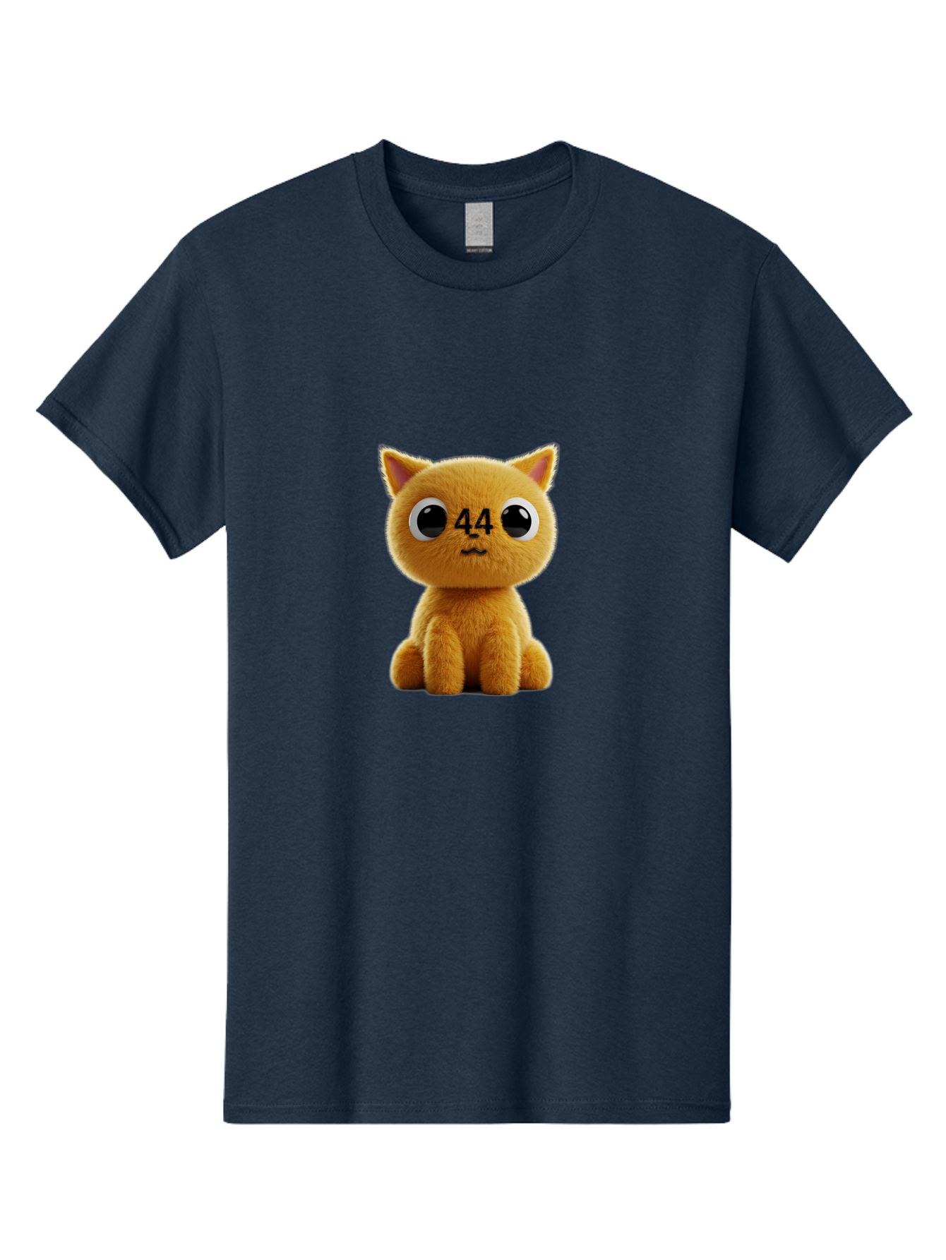 44 Men'S Graphic Tee, 100% Cotton, Comfortable Casual Summer Wear, Machine Washable, Cute Cartoon Cat, Funny Cat Design, Orange Cat Plush, Cartoonish Eyes, Adorable Facial Expression, Kawaii Character, Number 44 Design, Soft Toy Baa114 15