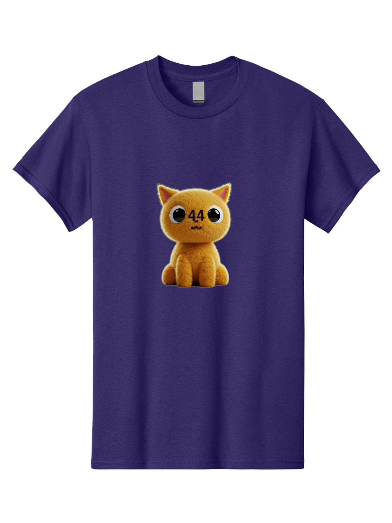 44 Men'S Graphic Tee, 100% Cotton, Comfortable Casual Summer Wear, Machine Washable, Cute Cartoon Cat, Funny Cat Design, Orange Cat Plush, Cartoonish Eyes, Adorable Facial Expression, Kawaii Character, Number 44 Design, Soft Toy Baa114 25