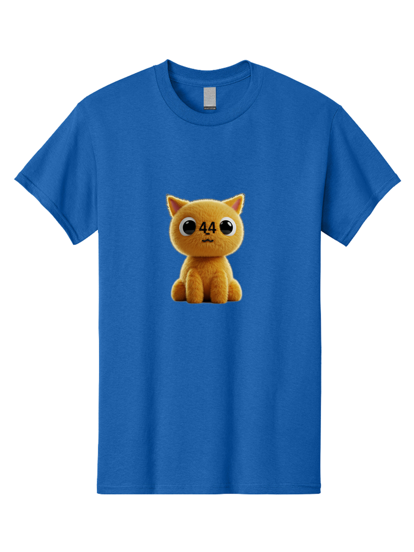 44 Men'S Graphic Tee, 100% Cotton, Comfortable Casual Summer Wear, Machine Washable, Cute Cartoon Cat, Funny Cat Design, Orange Cat Plush, Cartoonish Eyes, Adorable Facial Expression, Kawaii Character, Number 44 Design, Soft Toy Baa114 9