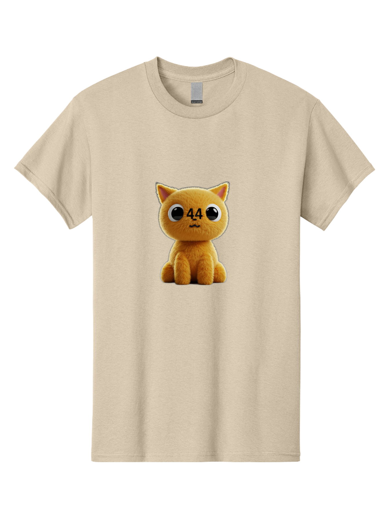 44 Men'S Graphic Tee, 100% Cotton, Comfortable Casual Summer Wear, Machine Washable, Cute Cartoon Cat, Funny Cat Design, Orange Cat Plush, Cartoonish Eyes, Adorable Facial Expression, Kawaii Character, Number 44 Design, Soft Toy Baa114 17