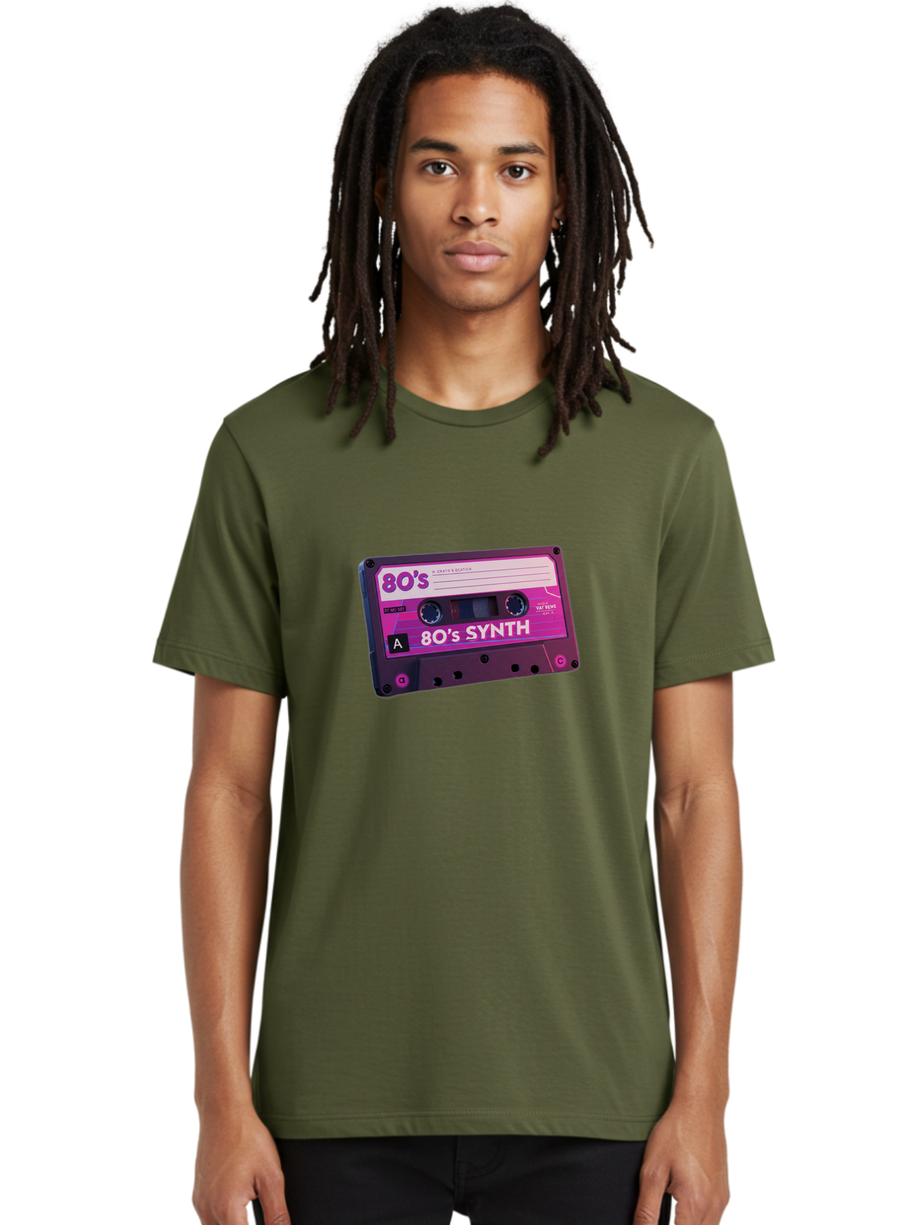 80-S-Synth-Cassette Men'S Graphic Tee, 100% Cotton, Comfortable Casual Summer Wear, Machine Washable, 80'S Synth Music, Vintage Cassette Tape, Retro 80S, Synthwave, Electronic Sound, Cassette Mix, A Side, 80'S Nostalgia, Baa117 12