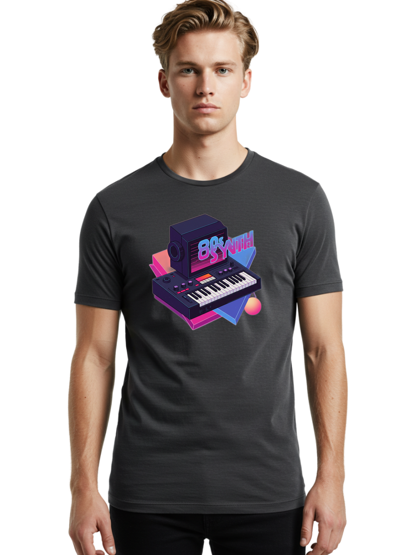 80S-Synth Men'S Graphic Tee, 100% Cotton, Comfortable Casual Summer Wear, Machine Washable, Retro Synthesizer, Vintage Electronic Keyboard, 80S Music Gear, Synthwave, Nostalgic Audio Equipment, Electronic Music Production, Baa119 20